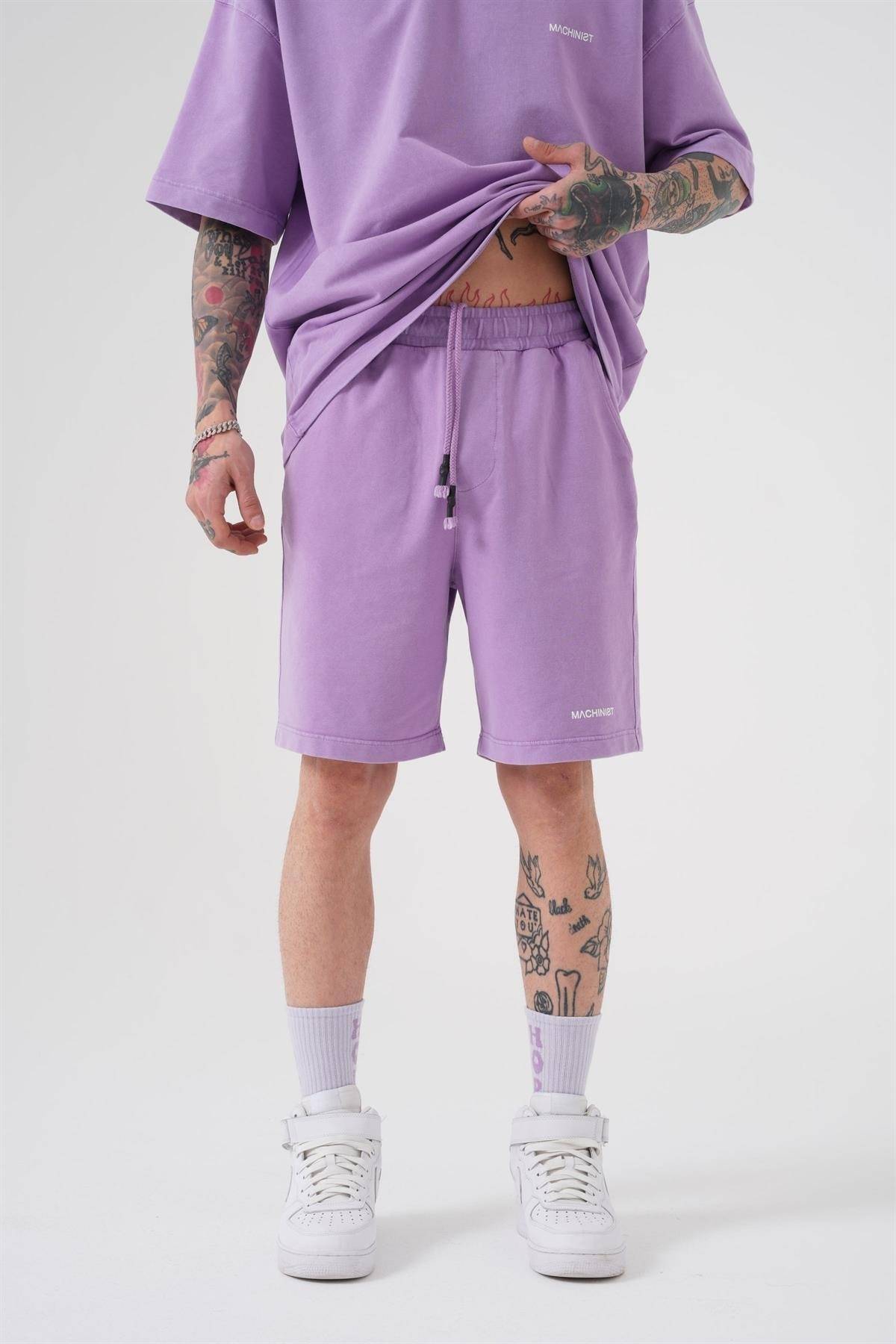 شلوارک ساده و لوکس خاکستری شسته شده