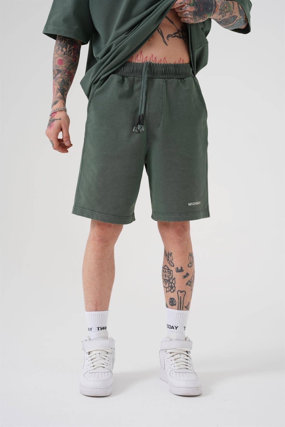 شلوارک ساده و لوکس خاکستری شسته شده