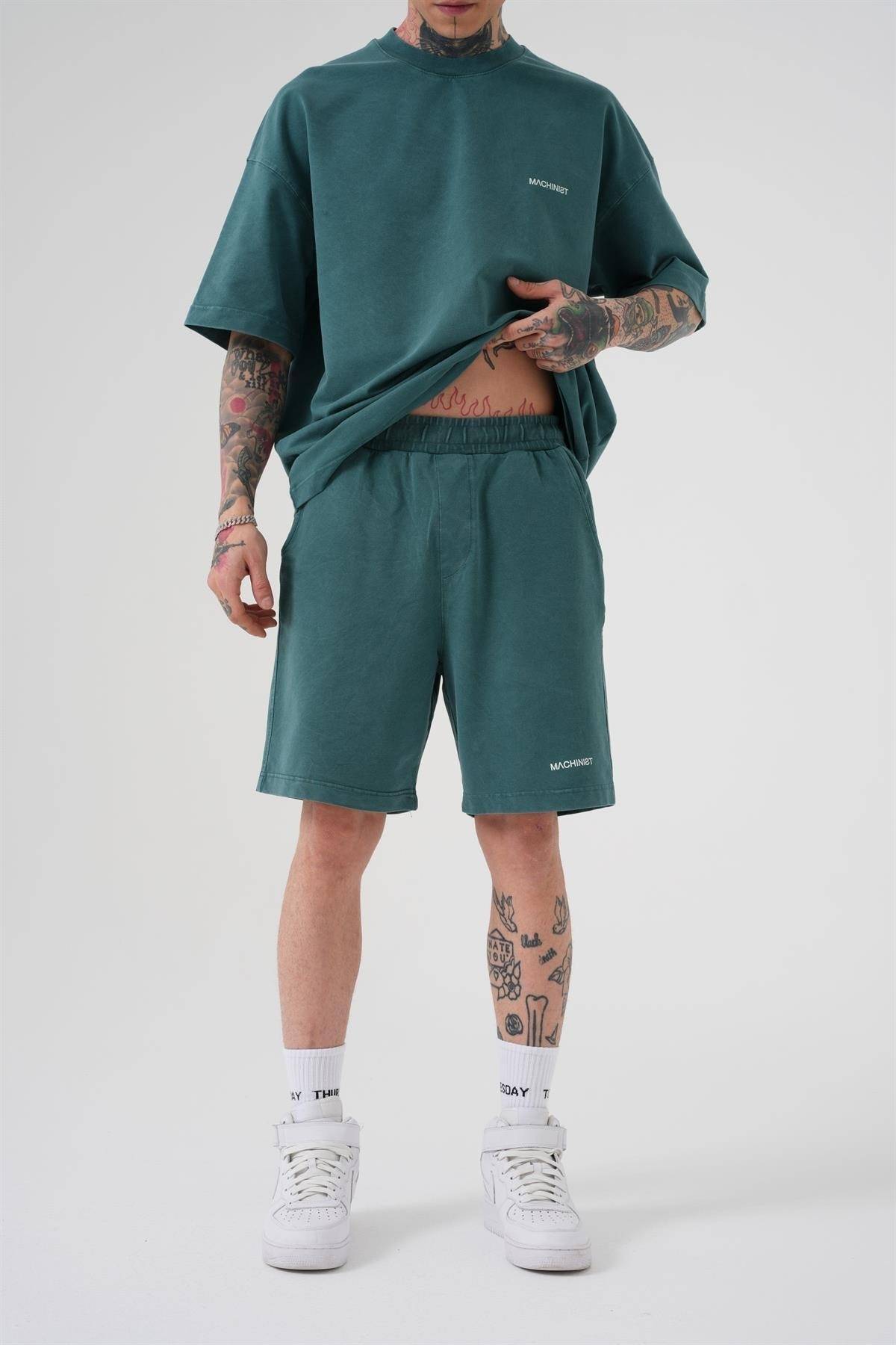 شلوارک ساده و لوکس خاکستری شسته شده