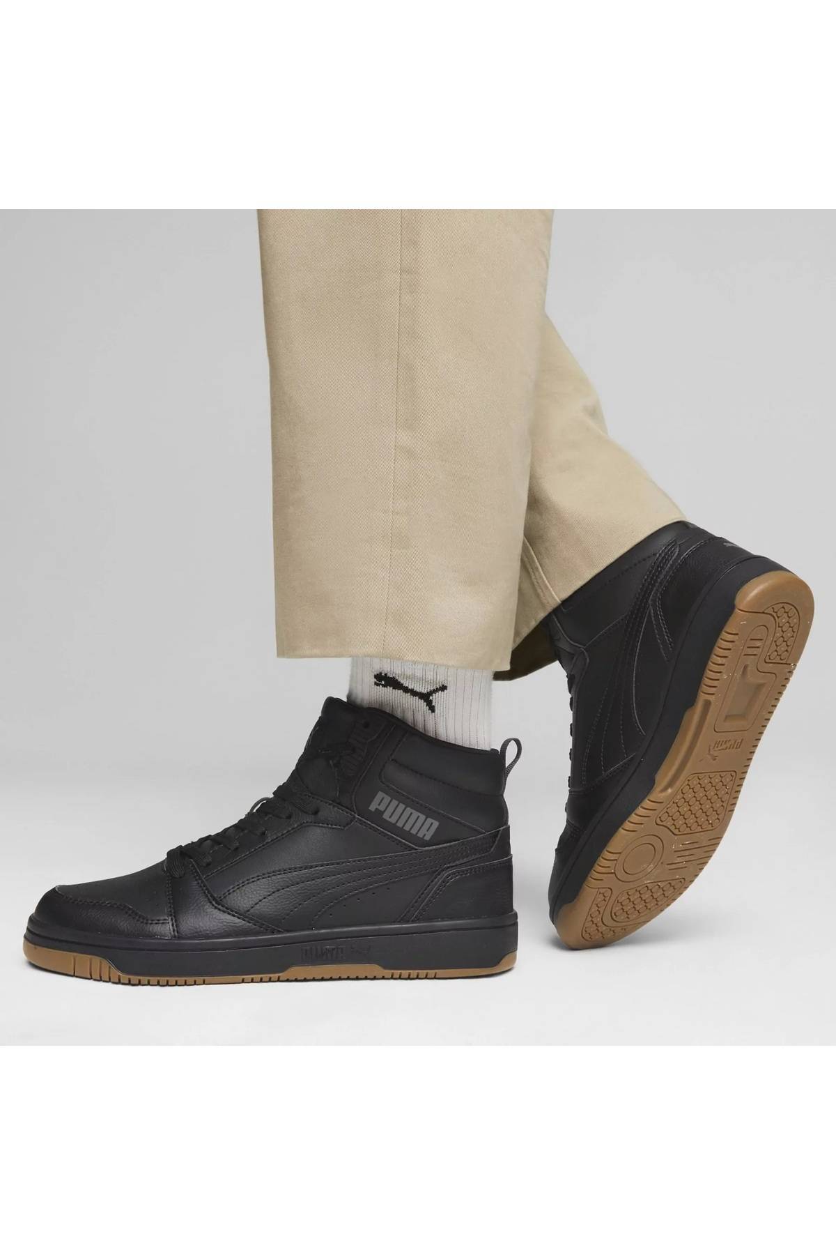 کفش کتانی بلند یونیسکس Rebound Hi v6 سفید مشکی خاکستری