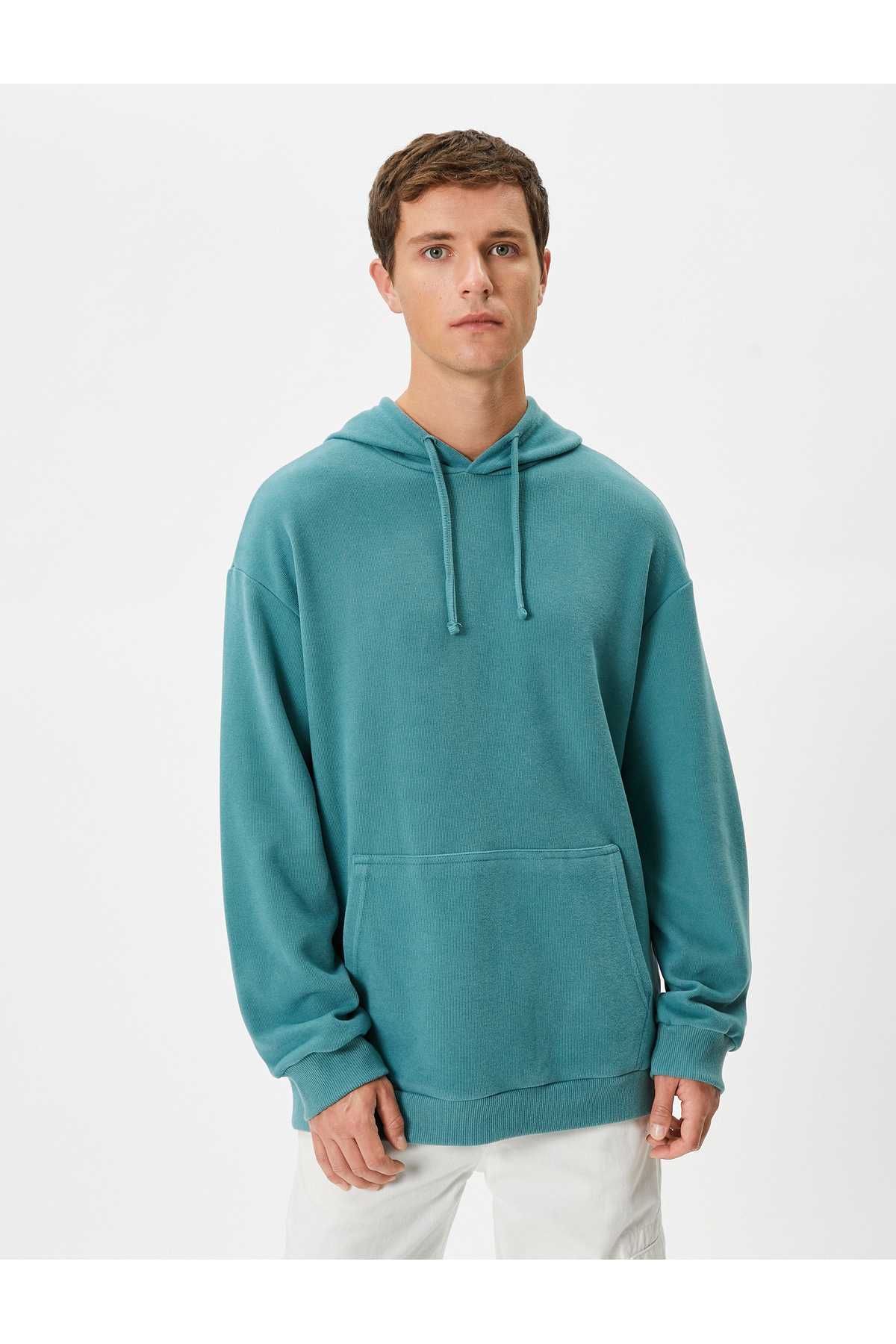 آستین بلند جیبی کانگورو ساده هودی