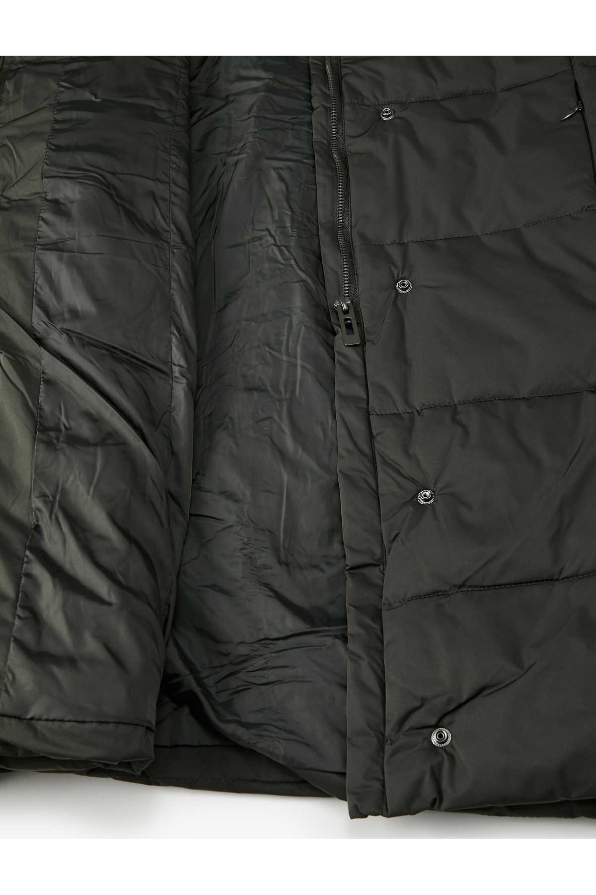 جیب های یقه بلند ژاکت پفی زیپ دار