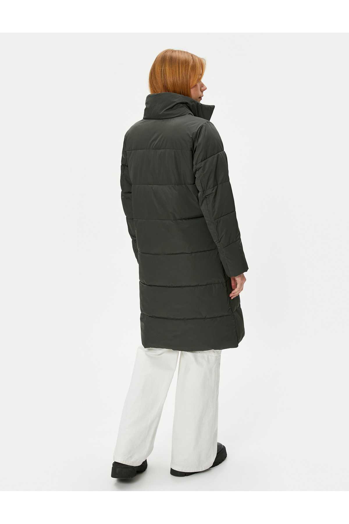 جیب های یقه بلند ژاکت پفی زیپ دار