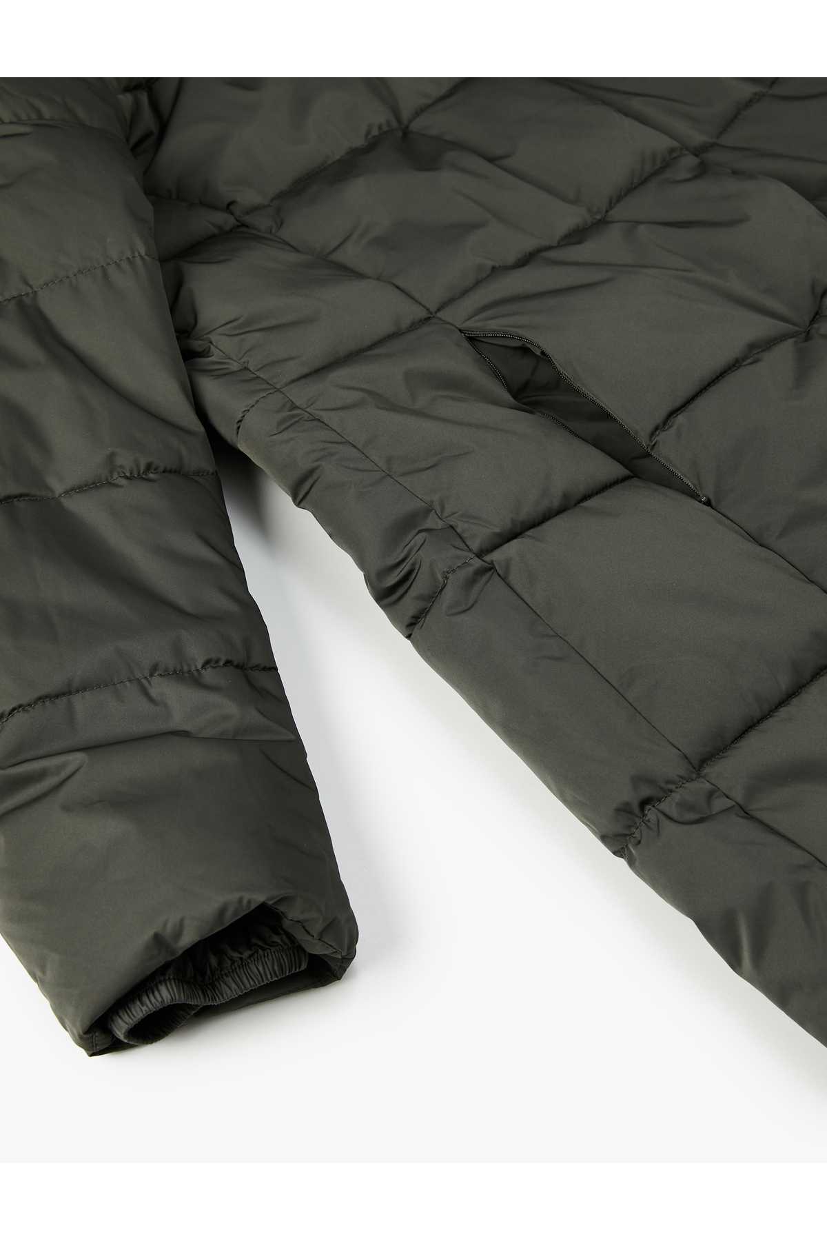 جیب های یقه بلند ژاکت پفی زیپ دار