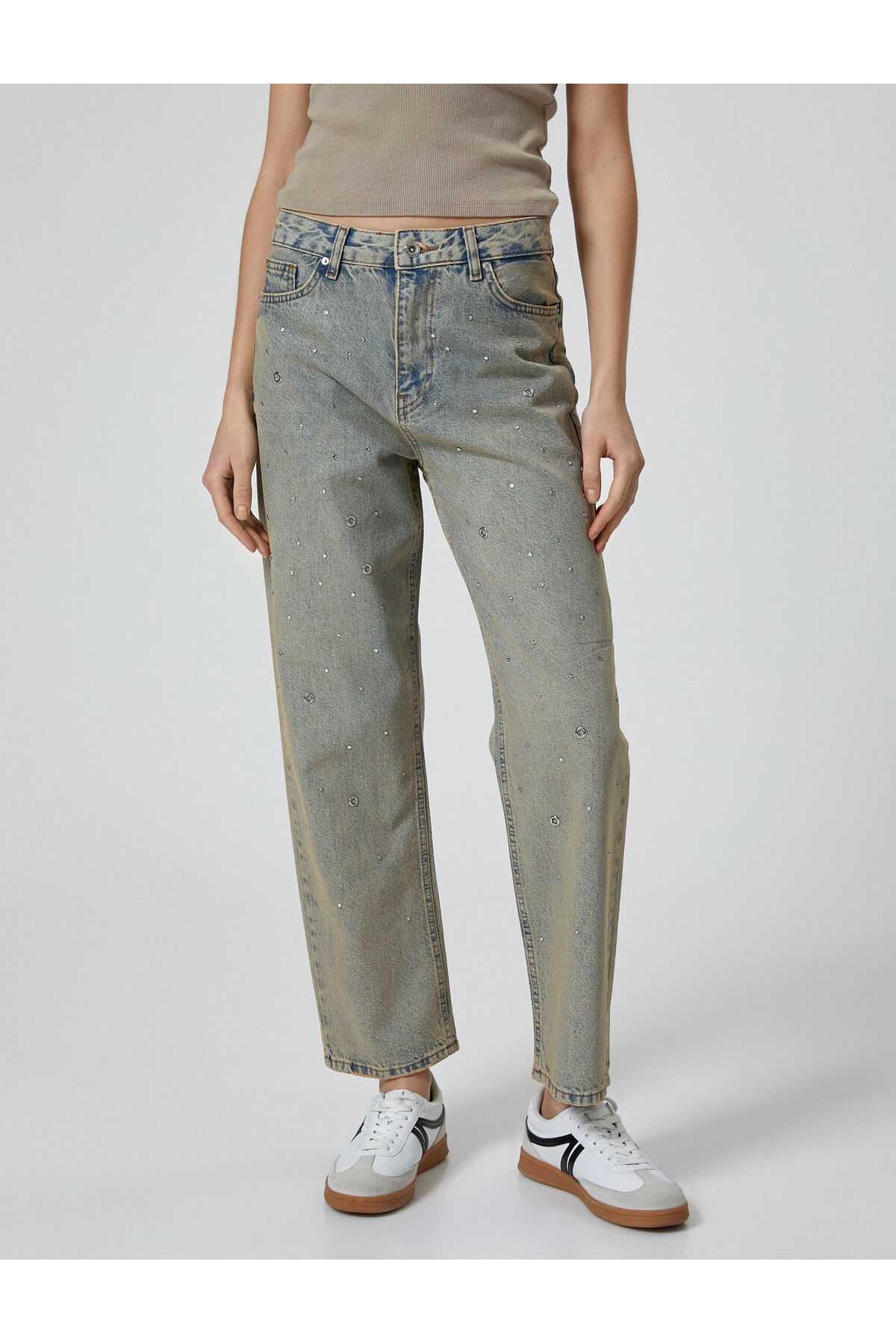 کمر راست راست جین سنگی جین پنبه ای - جین حوا
