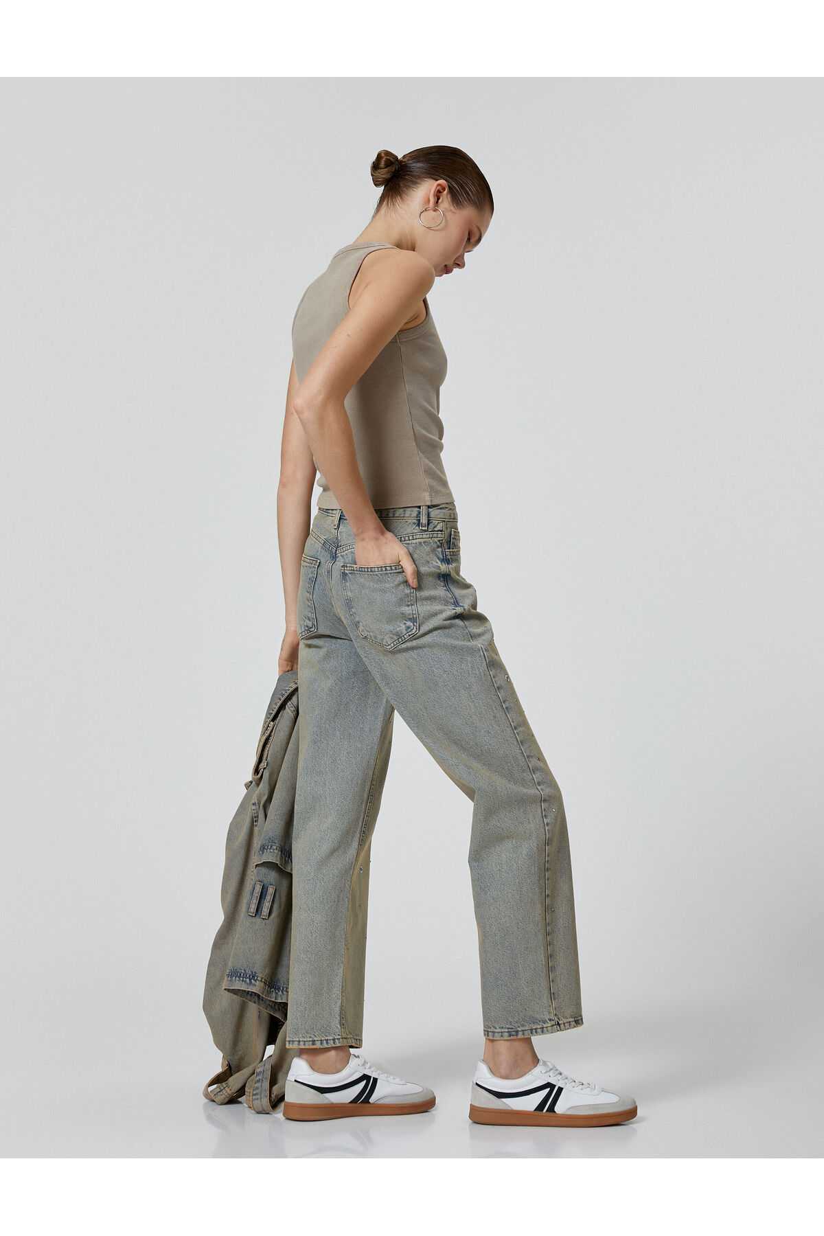 کمر راست راست جین سنگی جین پنبه ای - جین حوا