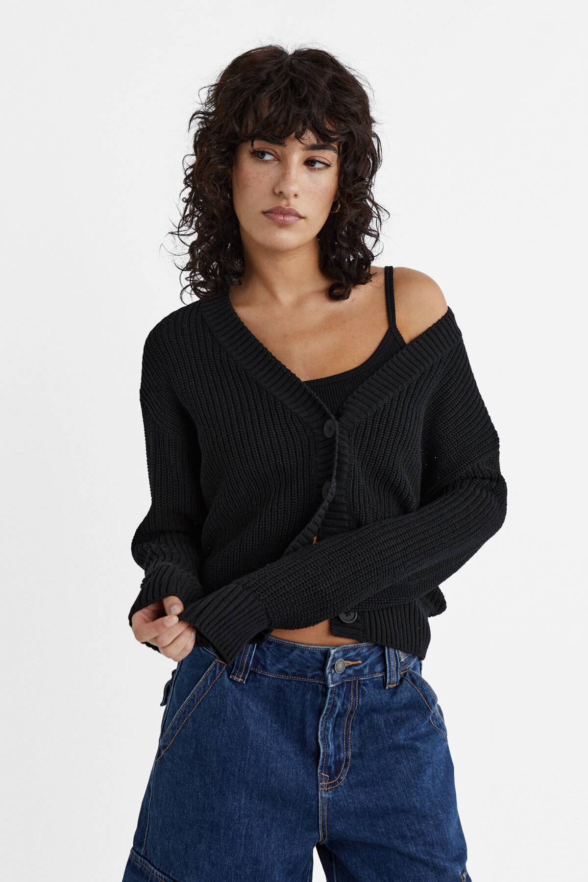 ژاکت بافتنی دکمه دار