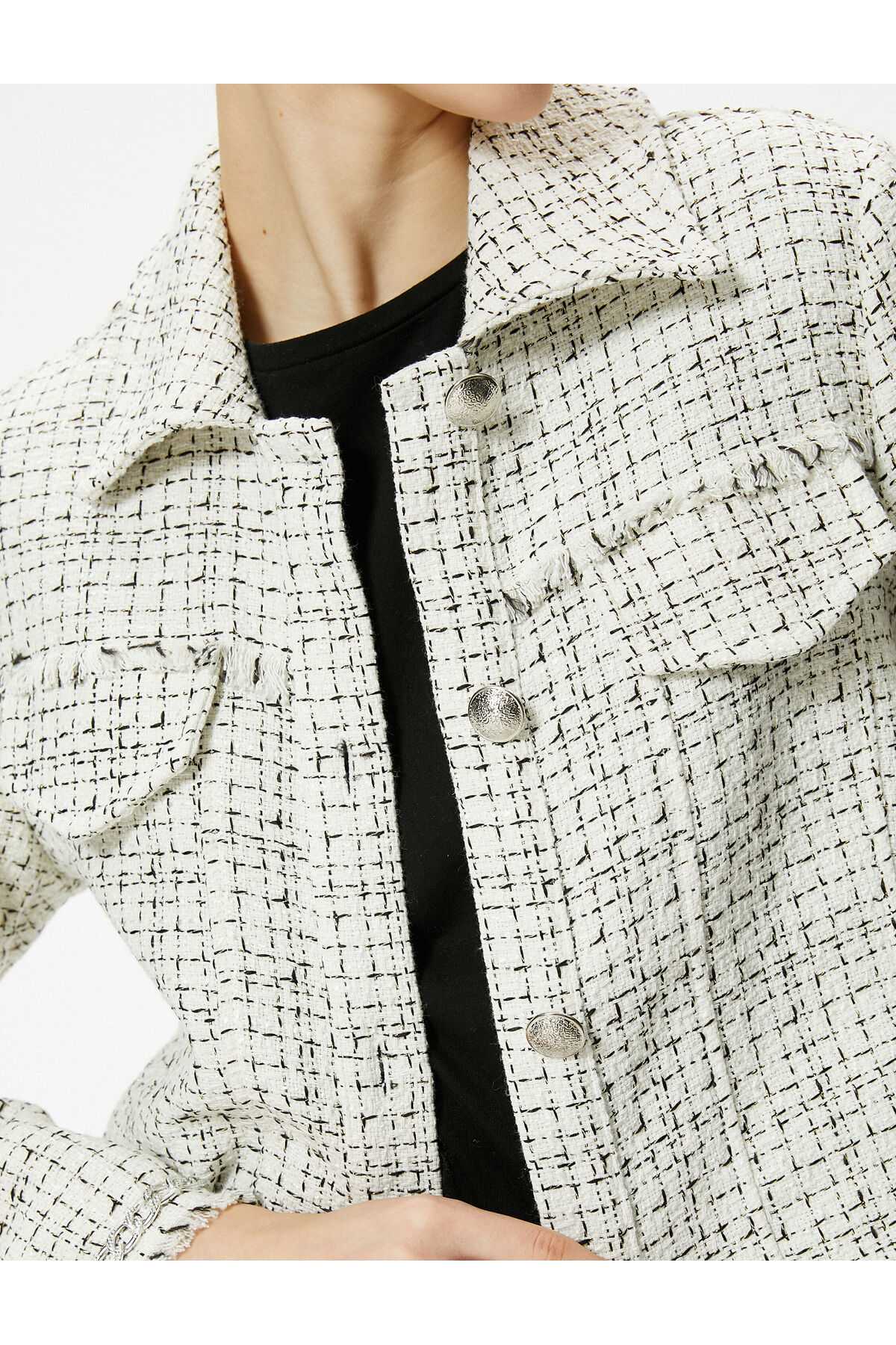 ژاکت تیشرت با جزئیات دکمه نقره ای و جیب فلپ