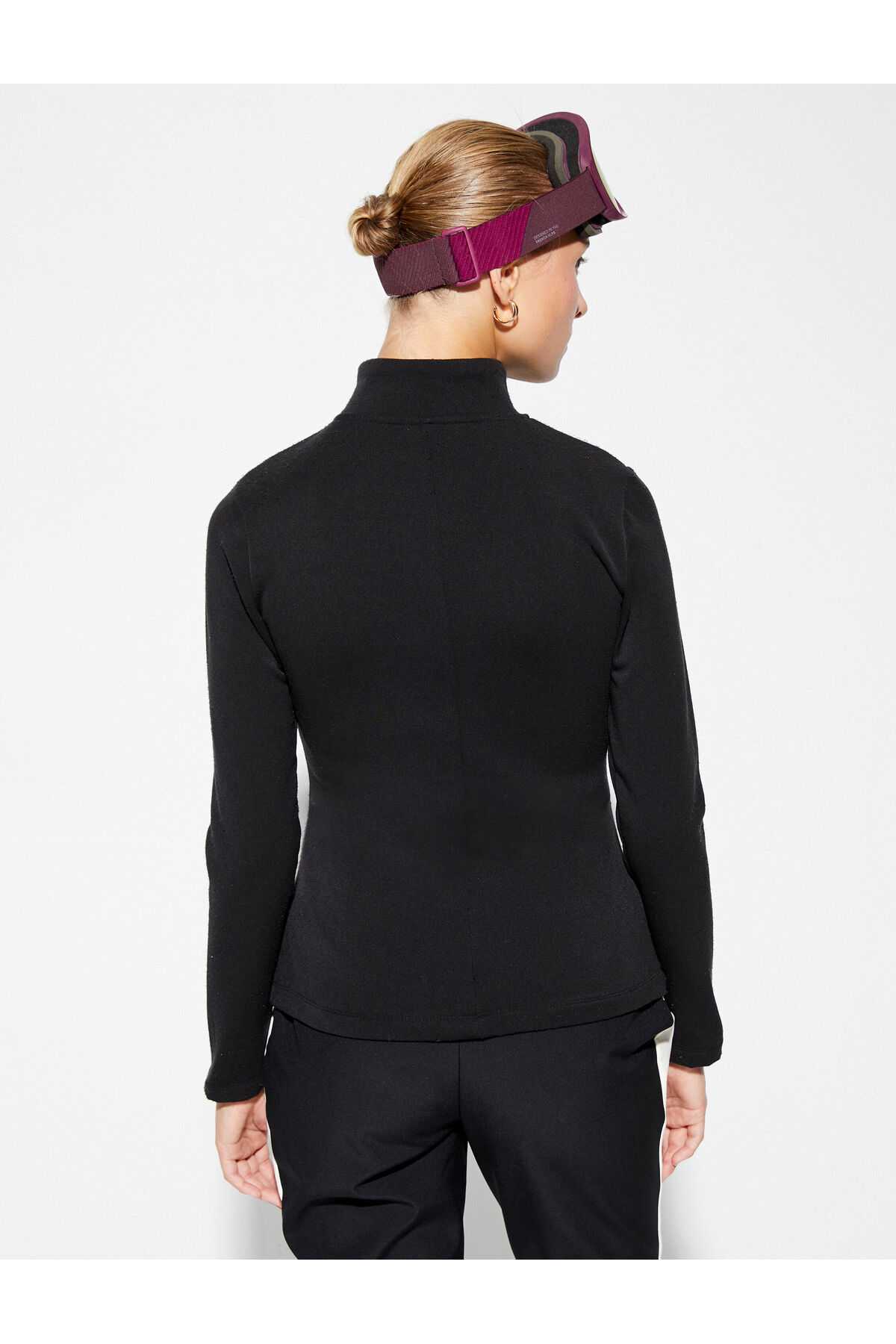 ژاکت پشمی با یقه پایه جیبی زیپی