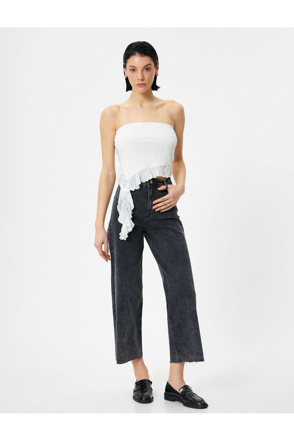 شلوار جین پهن بریده کمر بلند - جین ساندرا