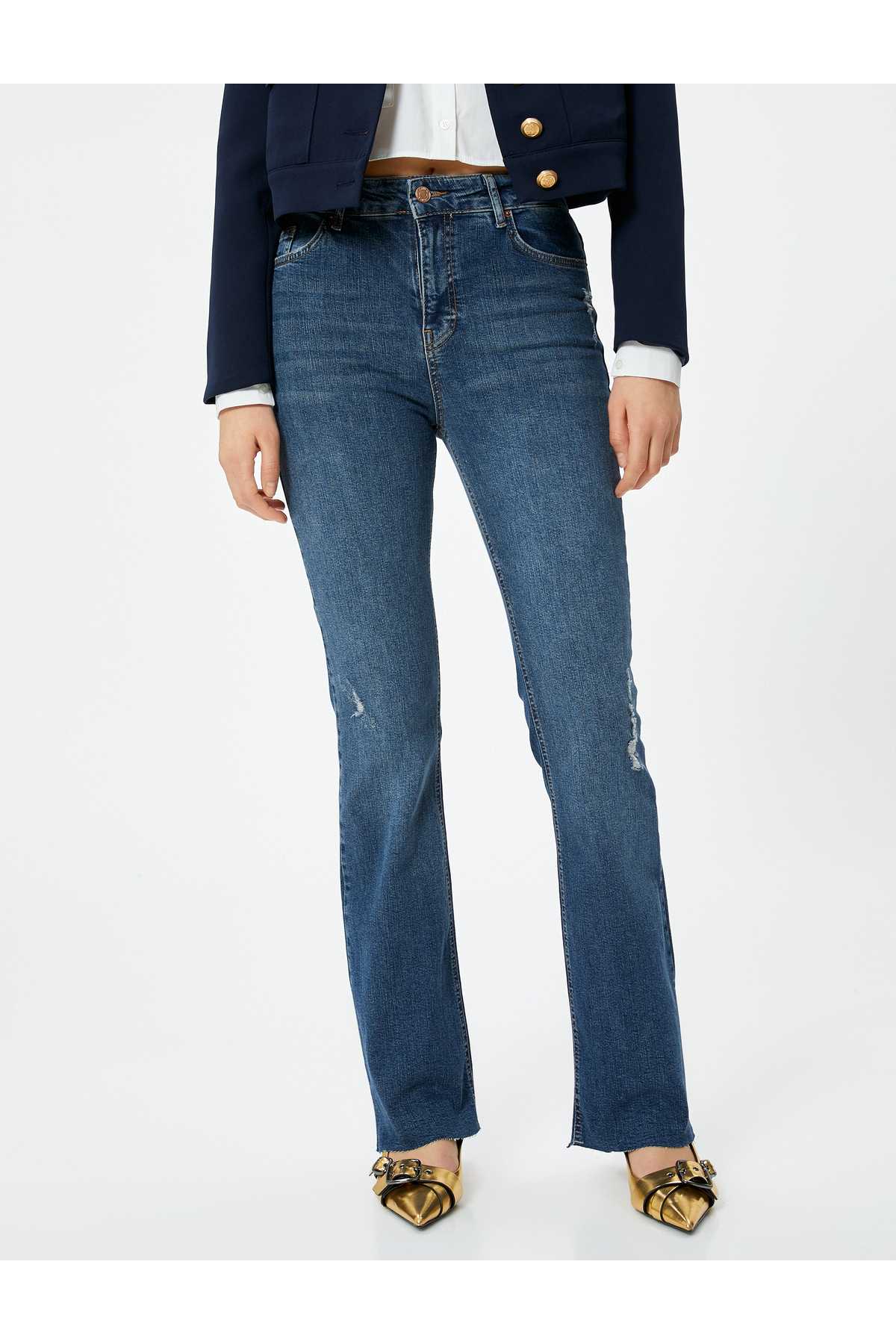 شلوار جین گشاد سبک و باریک با کمر بلند - ویکتوریا اسلیم جین