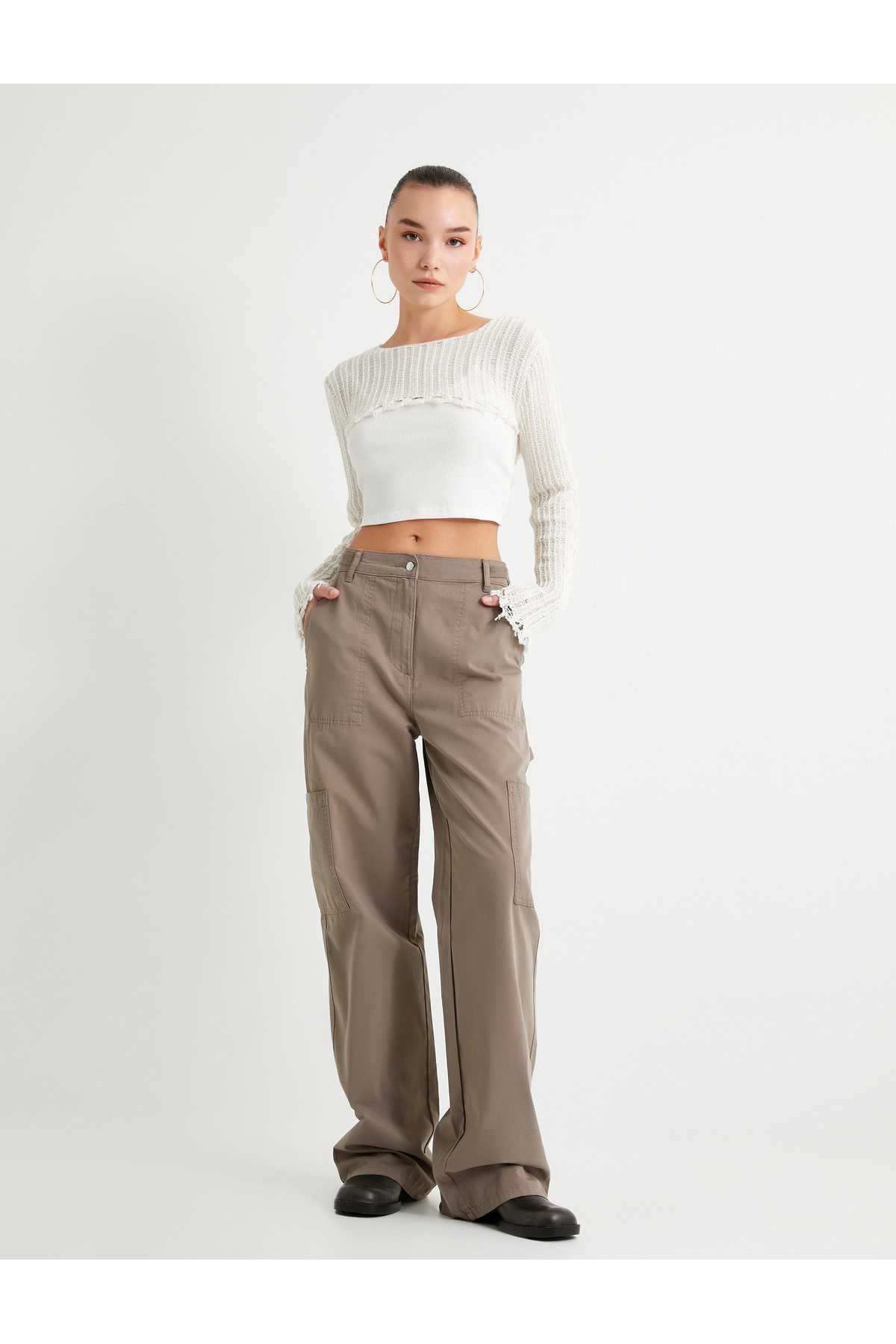 شلوار گشاد با جیب کمر بلند