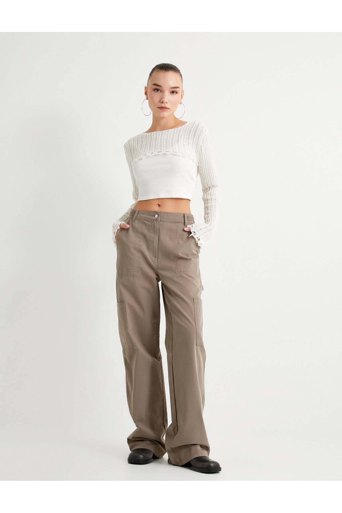 شلوار گشاد با جیب کمر بلند