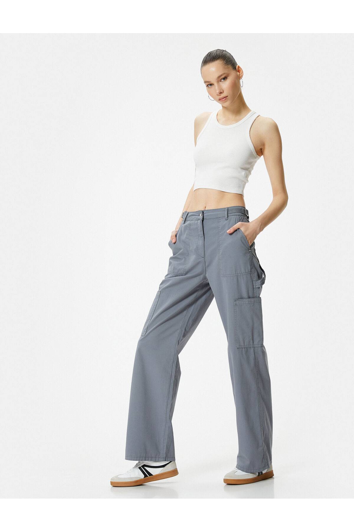 شلوار گشاد با جیب کمر بلند