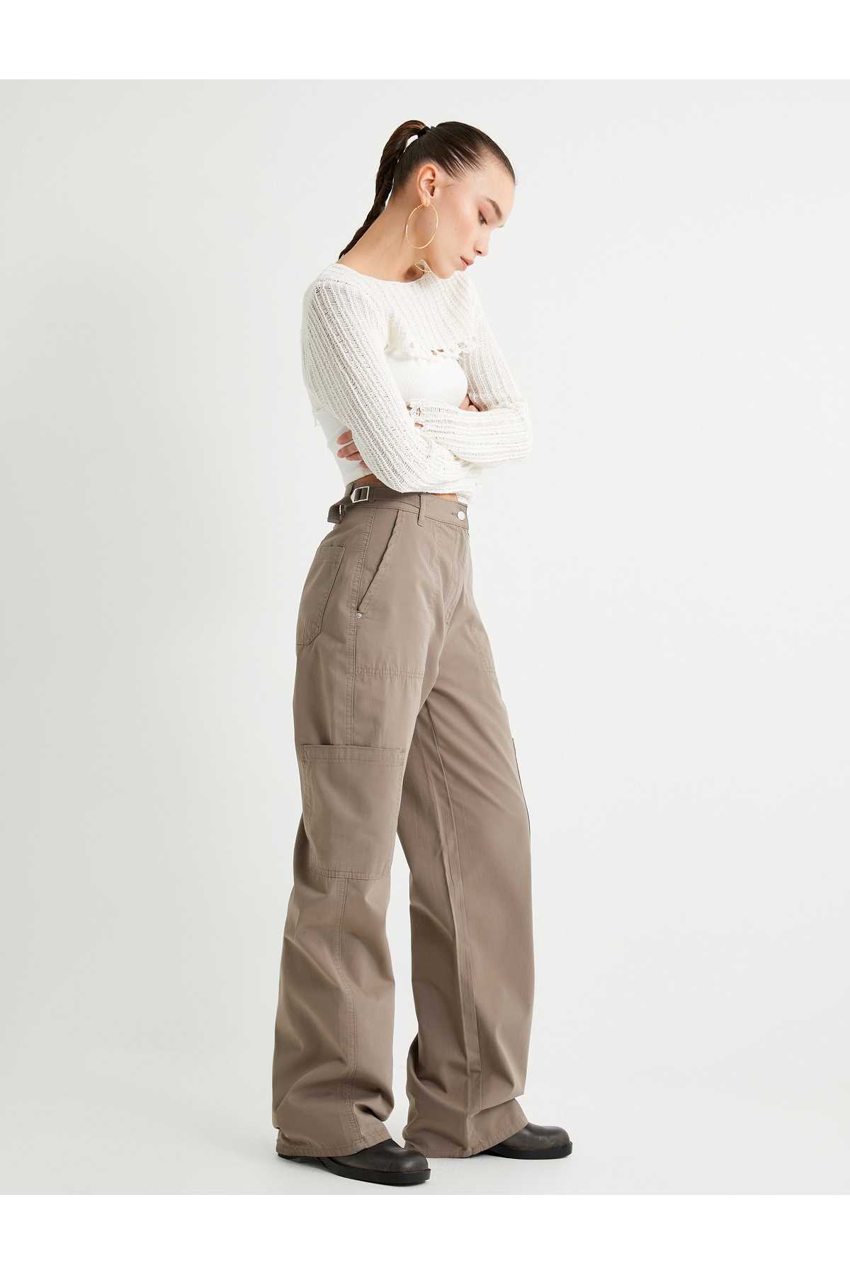 شلوار گشاد با جیب کمر بلند