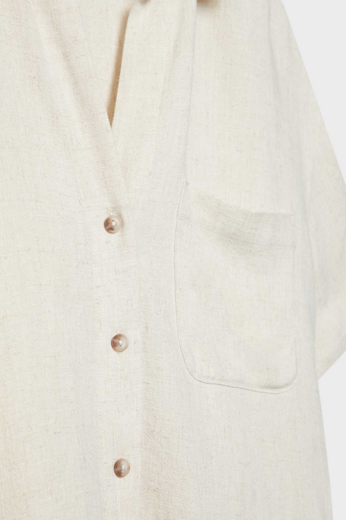 پیراهن آستین کوتاه ترکیبی کتانی