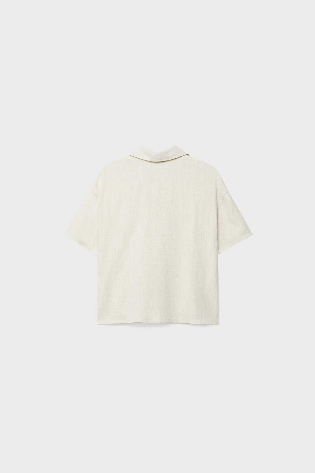 پیراهن آستین کوتاه ترکیبی کتانی