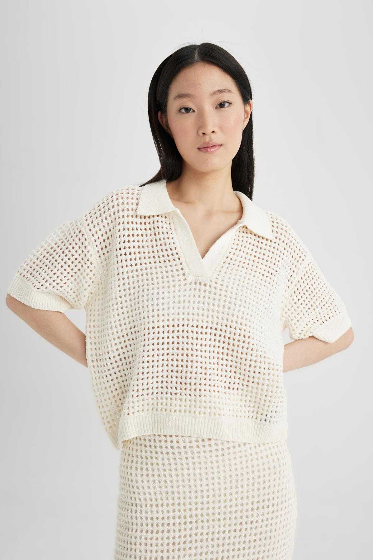 ژاکت بافتنی یقه روباز Relax Fit