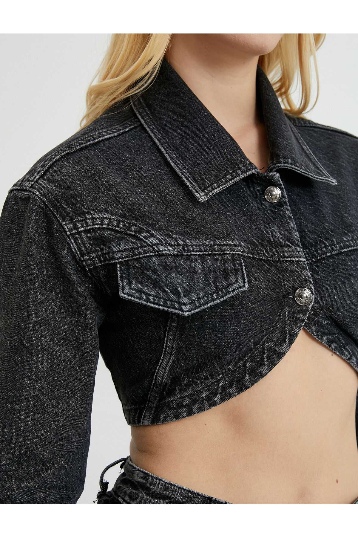 کت جین برش نامتقارن برش باریک و باریک