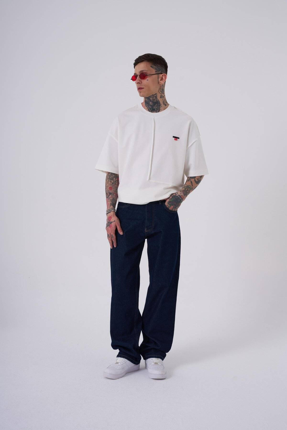 شلوار گشاد ژان اسید آبی