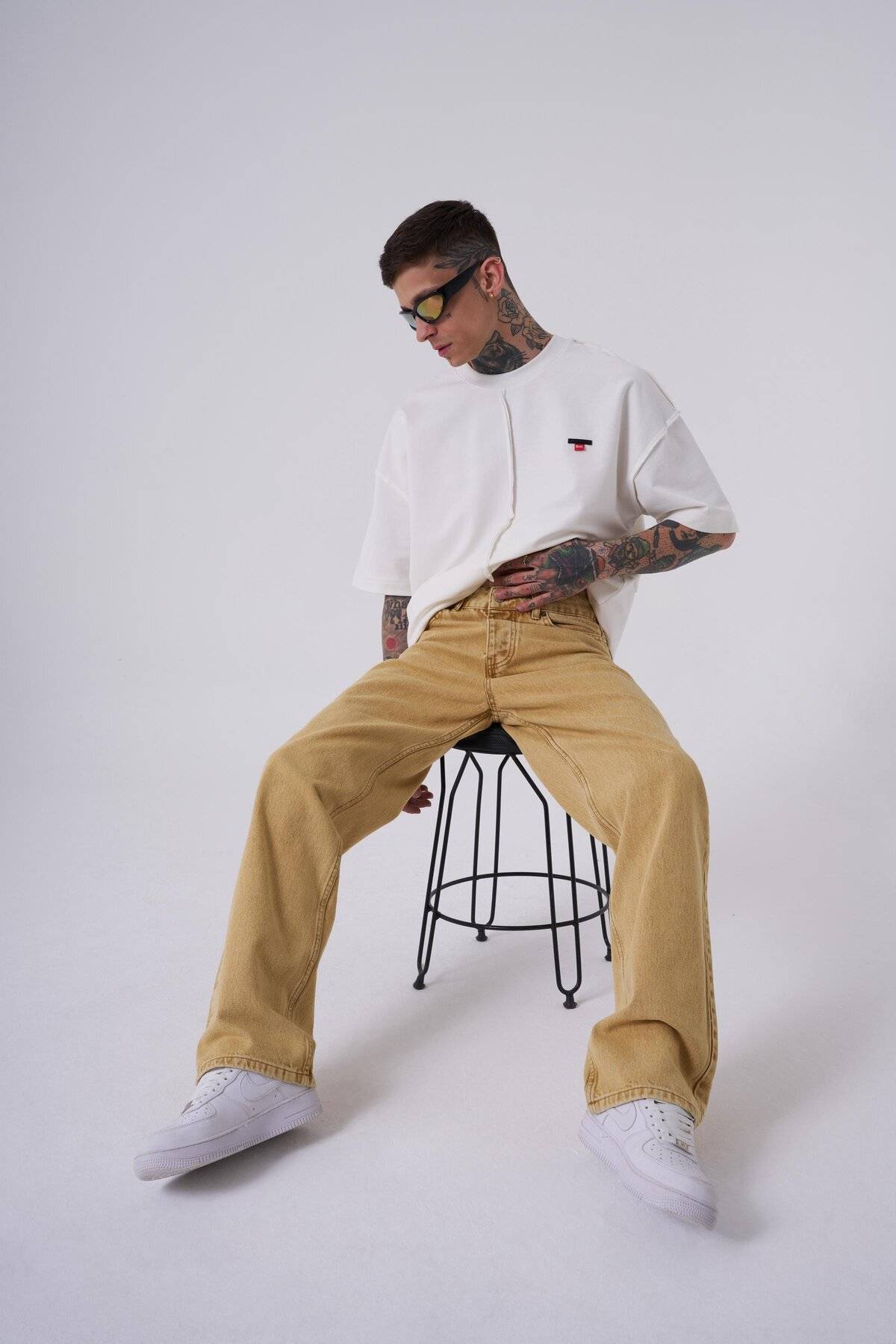 شلوار گشاد ژان اسید آبی