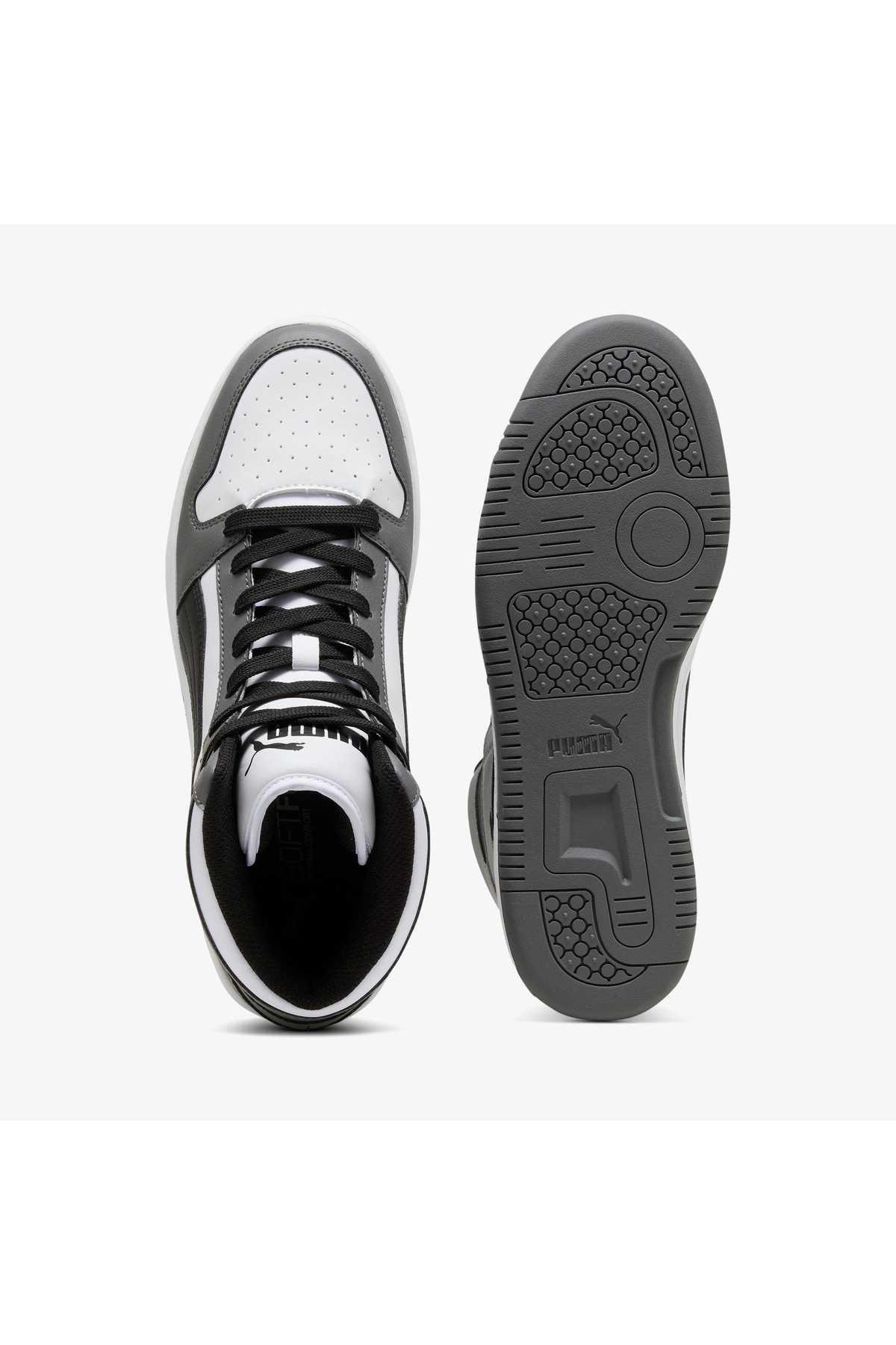 کفش کتانی بلند یونیسکس Rebound Hi v6 سفید مشکی خاکستری