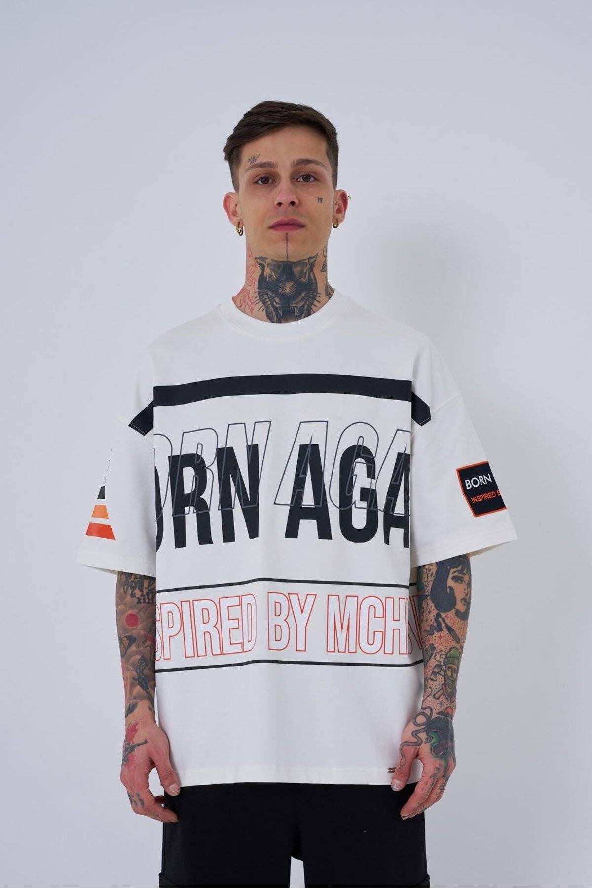 تیشرت اکرو سایز بزرگ مردانه با الهام از ماشین آلات