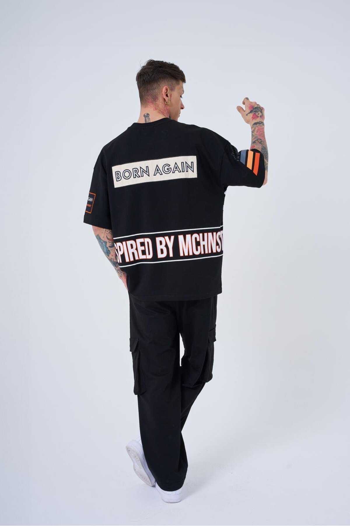 تیشرت اکرو سایز بزرگ مردانه با الهام از ماشین آلات