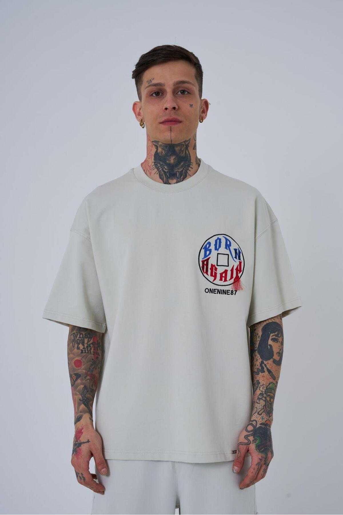 تیشرت مردانه اکرو سایز چاپ شده Just Wait