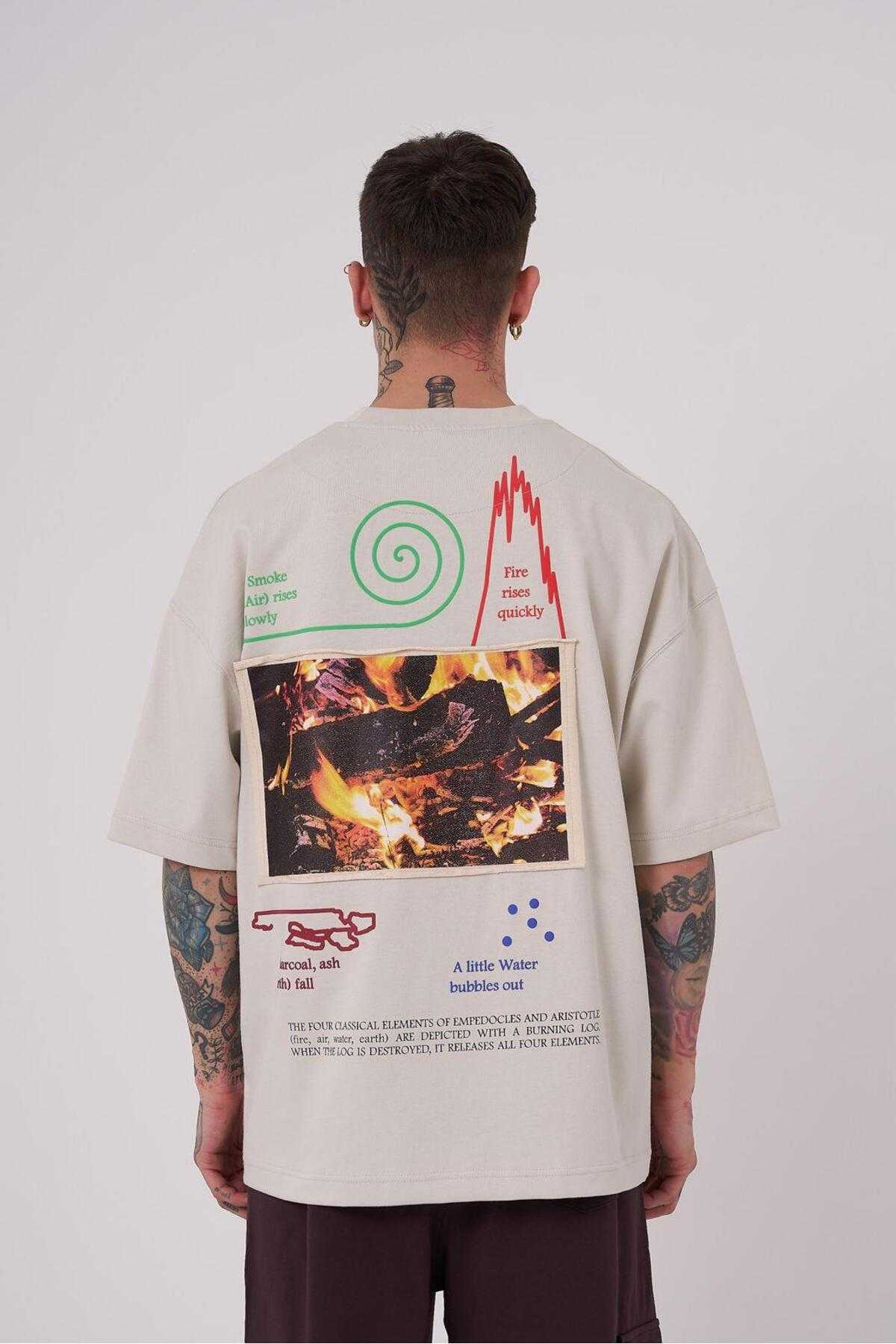 تیشرت مردانه ارسطویی با چاپ بالا سایز اکرو