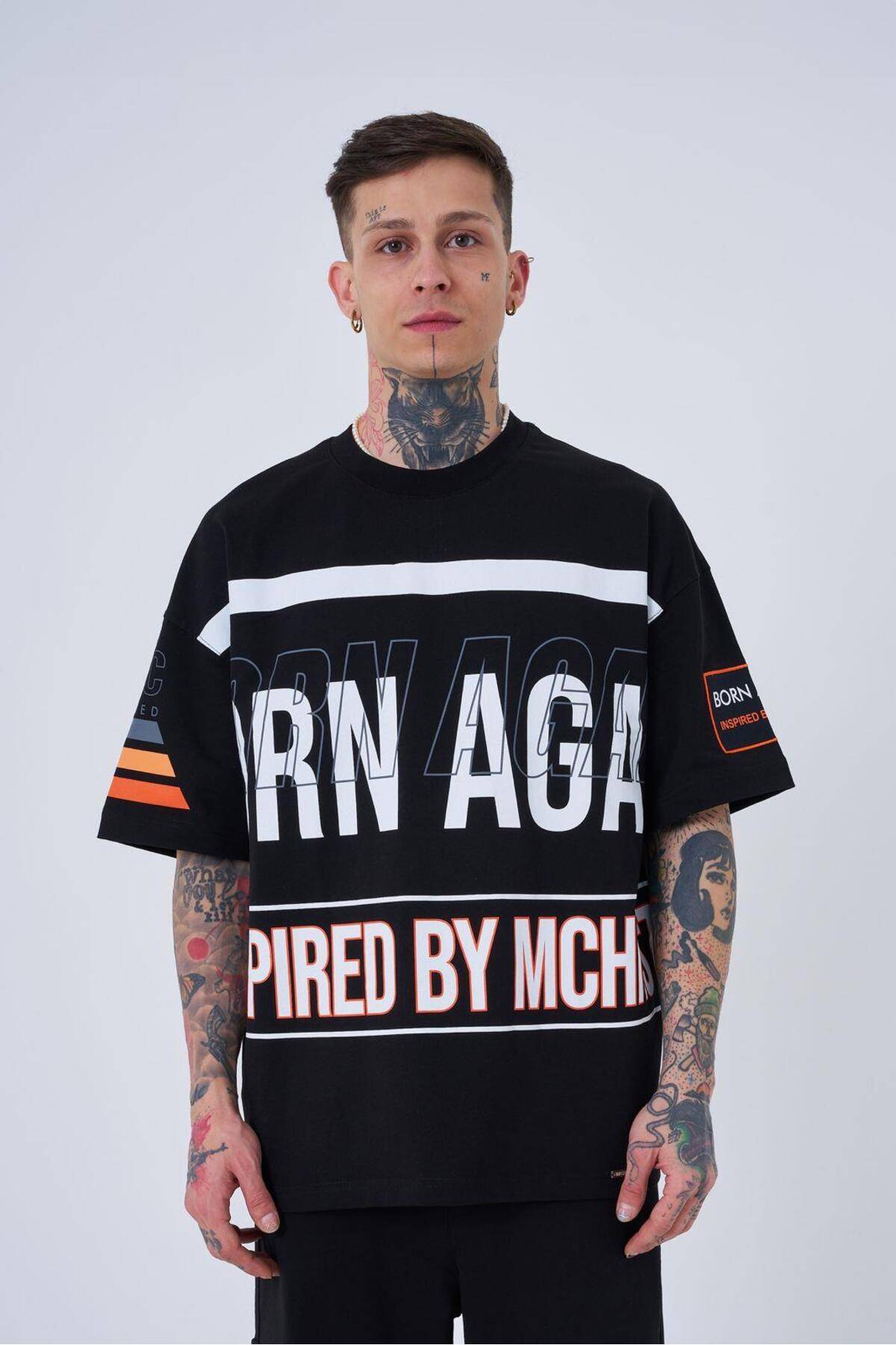 تیشرت اکرو سایز بزرگ مردانه با الهام از ماشین آلات