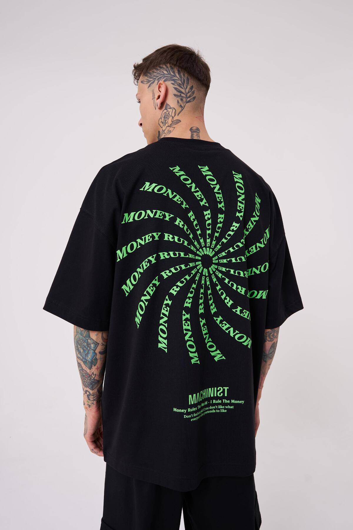 تیشرت مردانه نقش پولی چاپ شده سایز بزرگ سبز روشن