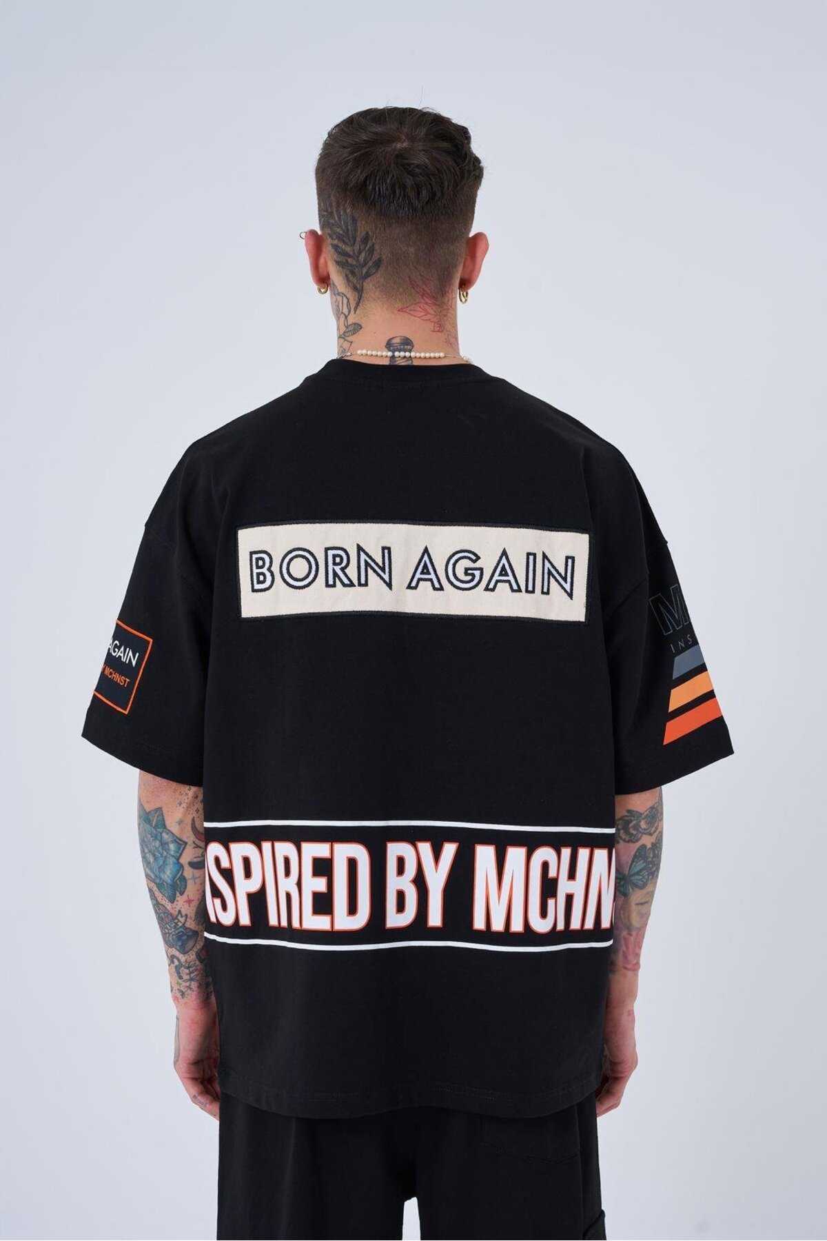 تیشرت اکرو سایز بزرگ مردانه با الهام از ماشین آلات