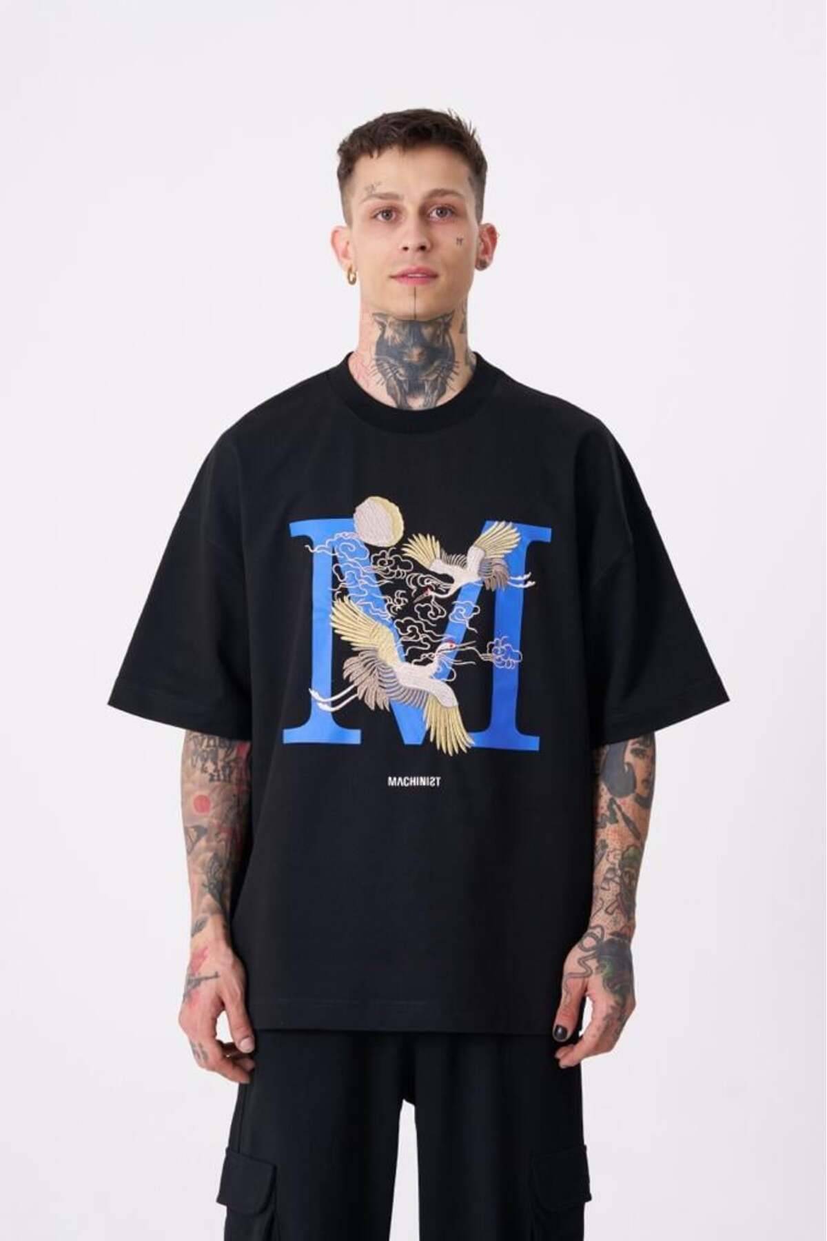 تیشرت مردانه بنفش با چاپ جرثقیل پرنده