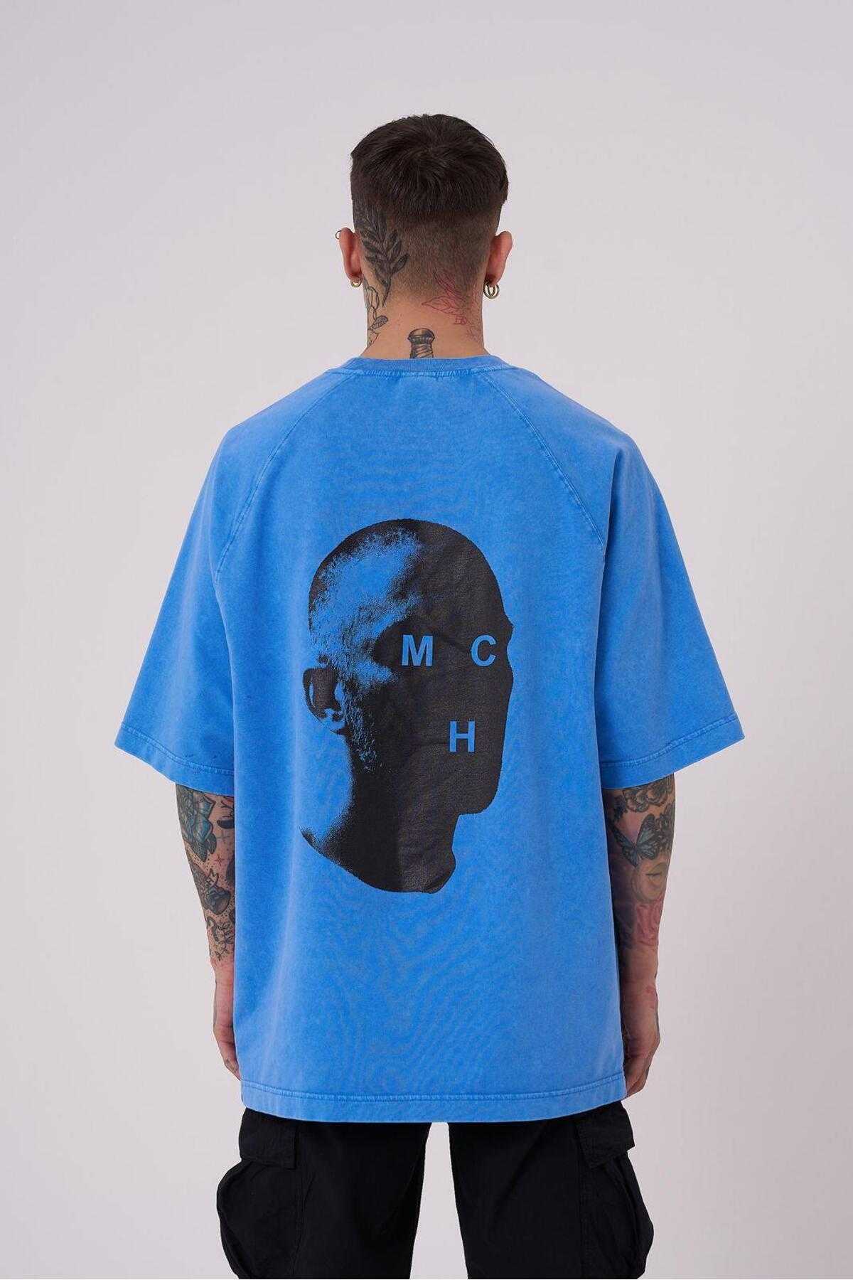 تیشرت مردانه بی اورجینال با چاپ شسته بزرگ سایز خالدار