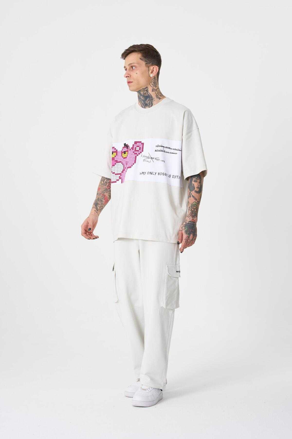 تیشرت مردانه طرح پلنگ صورتی سایز سبز روشن