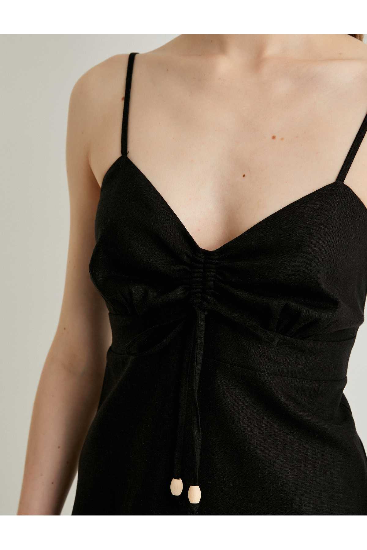 لباس کتانی ترکیبی مینی بند نازک مهره دار