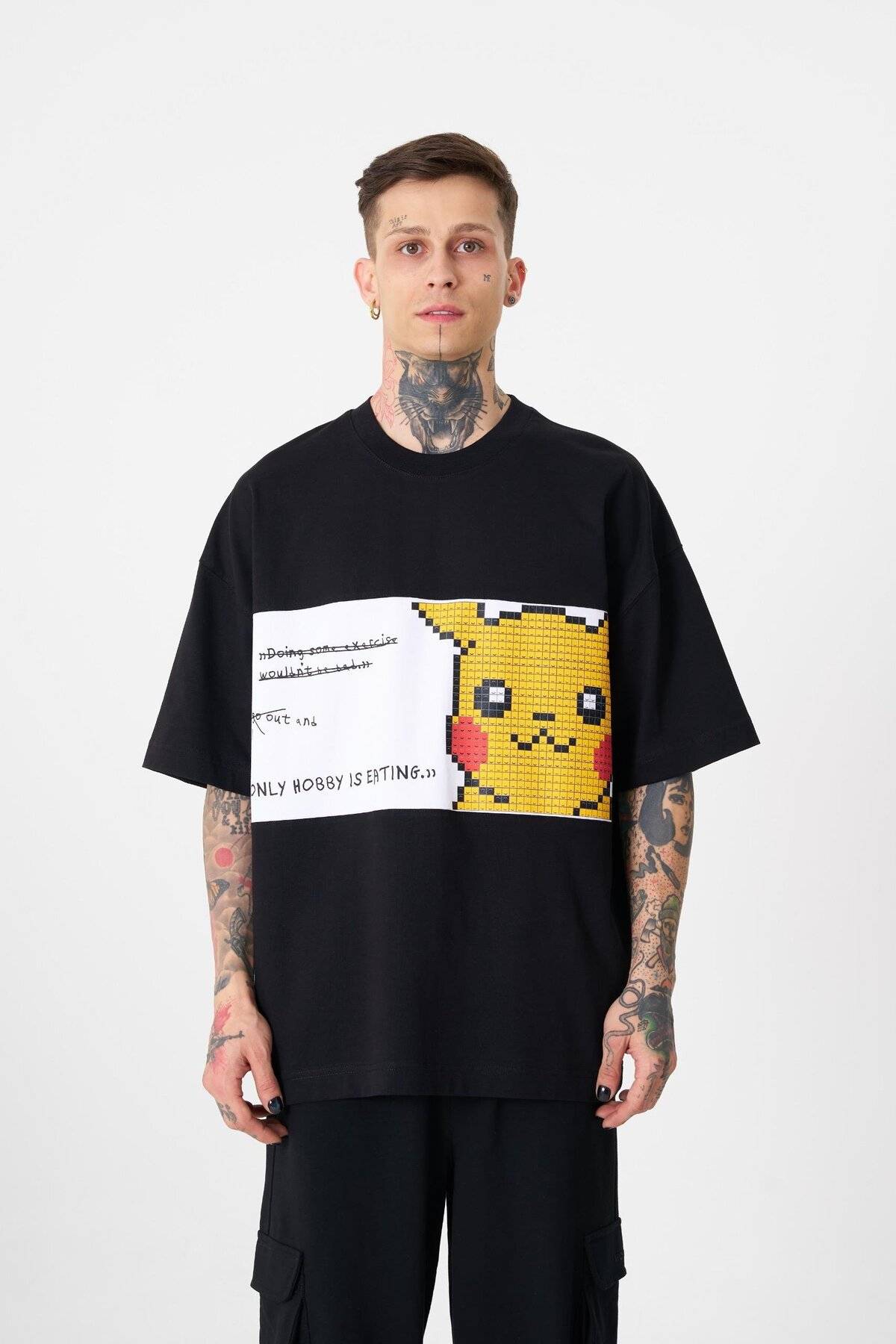 تیشرت مردانه با چاپ پیکاچو سبز روشن