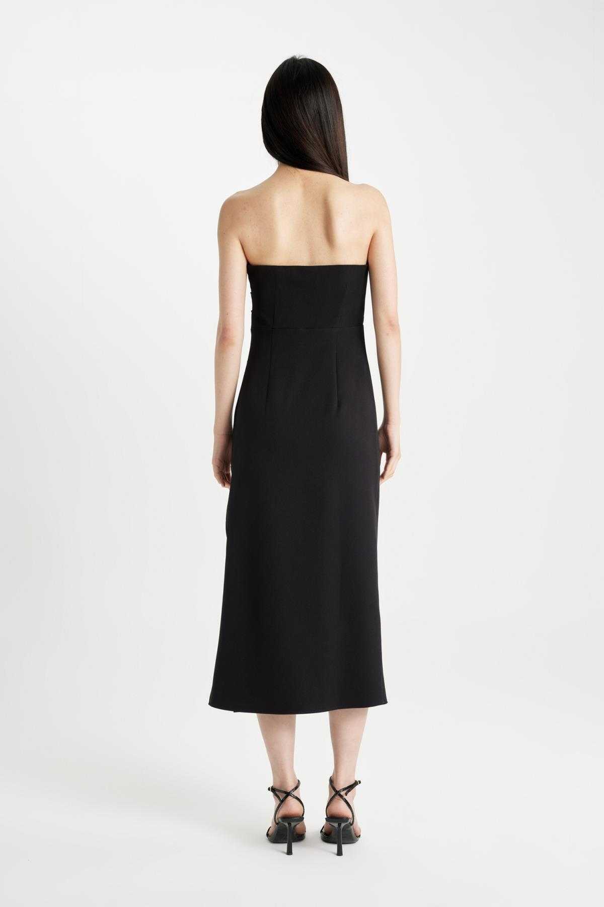 لباس میدی مشکی بدون بند بادیکن