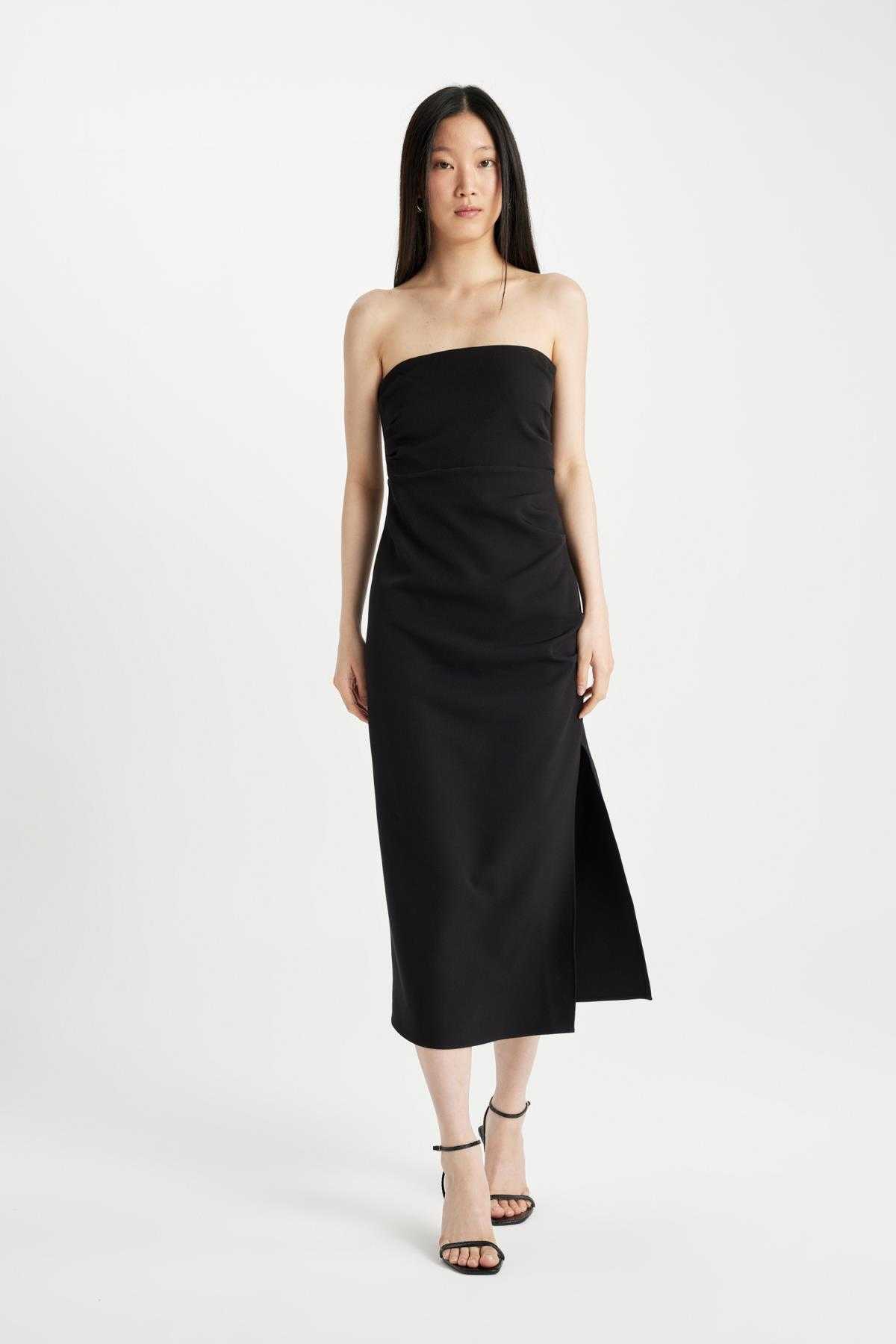 لباس میدی مشکی بدون بند بادیکن