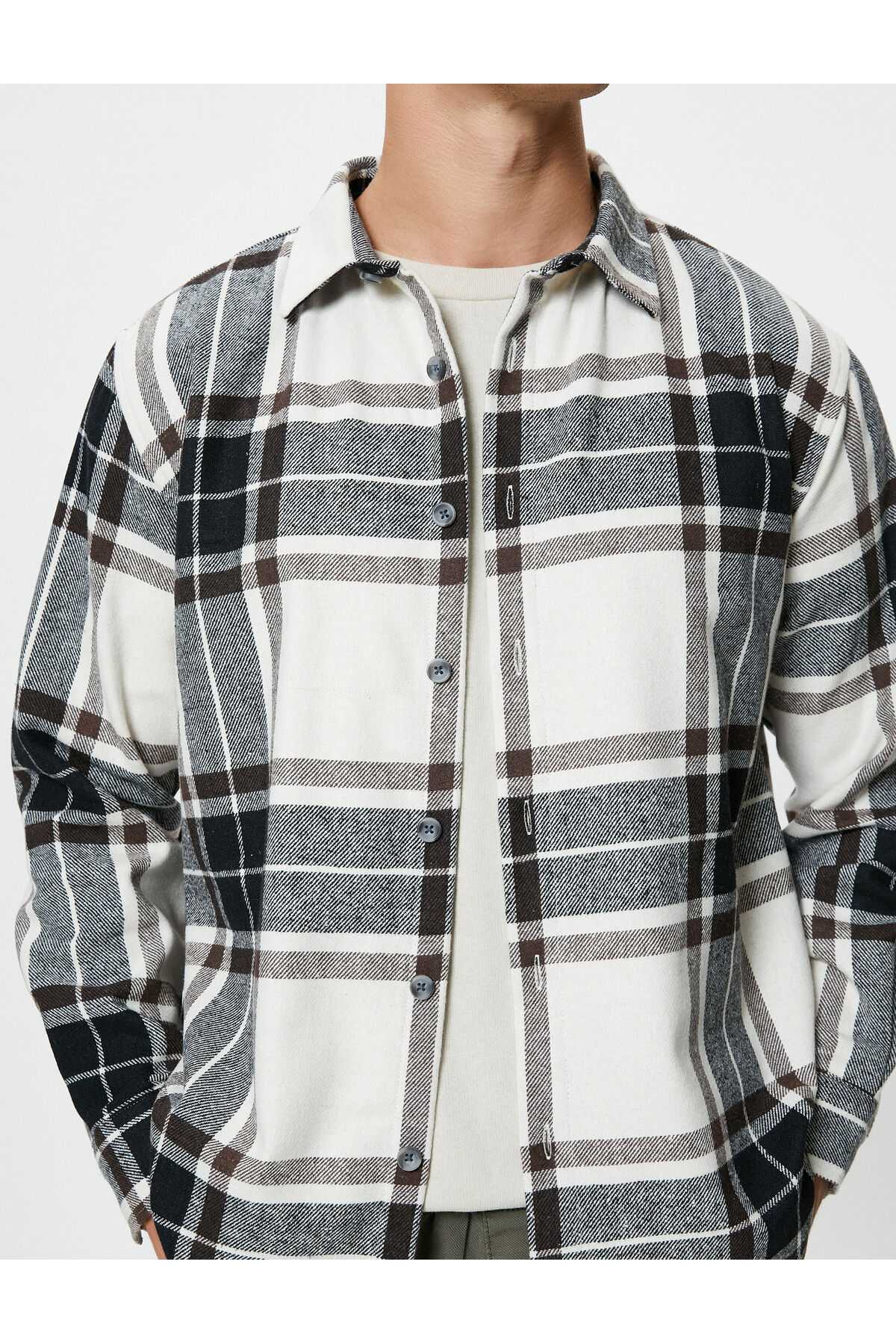 پیراهن یقه کلاسیک دکمه دار آستین بلند