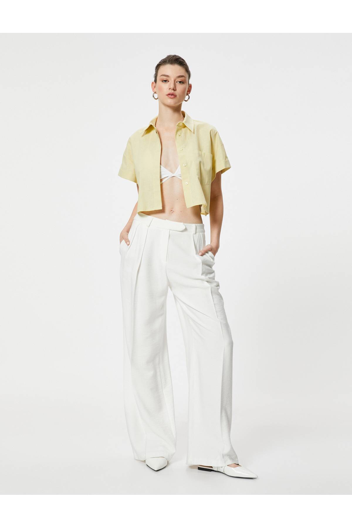 ترکیبی از پنبه کتانی با جیب برش