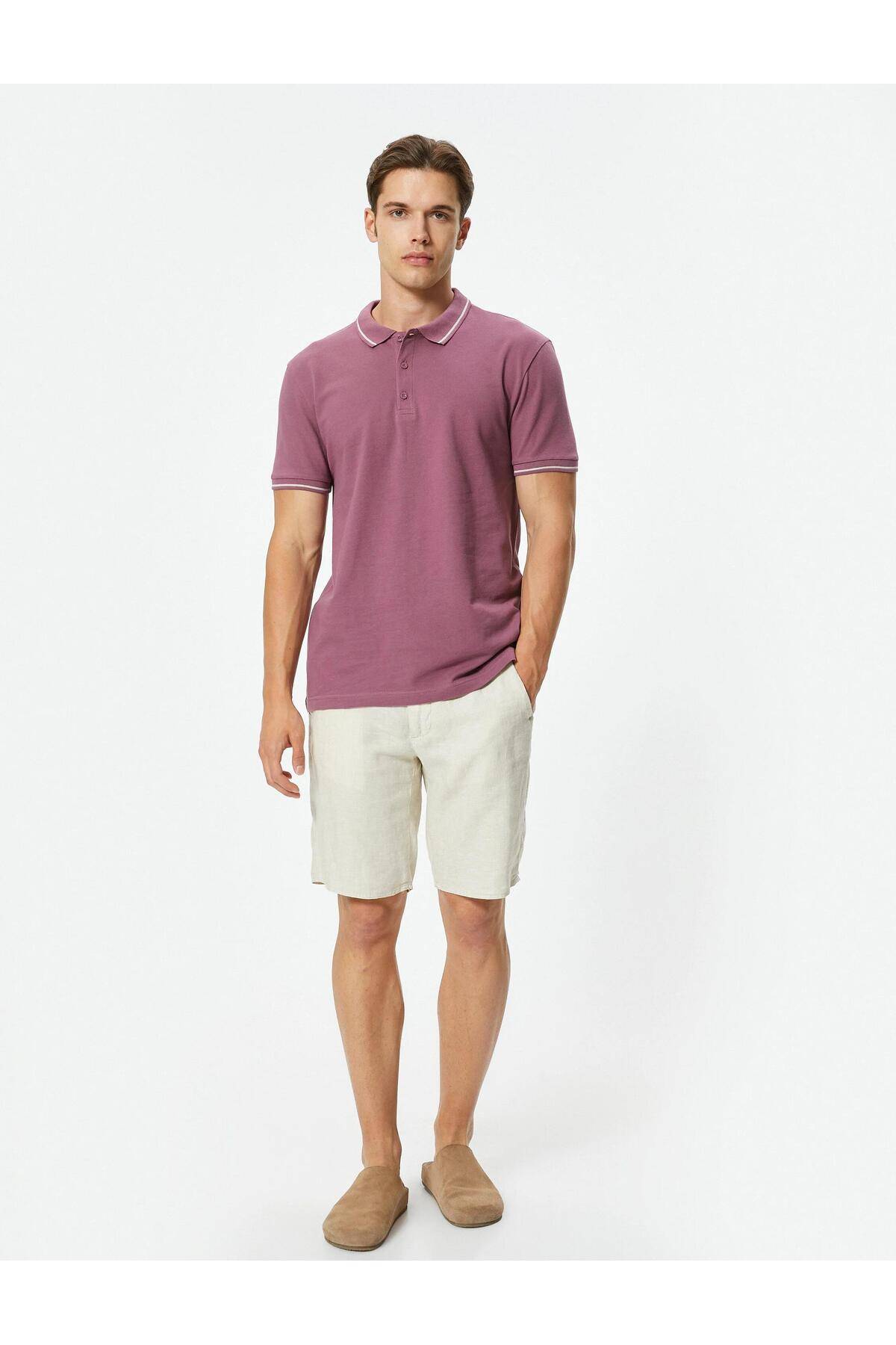 تیشرت پولو با آستین کوتاه با جزئیات نخی