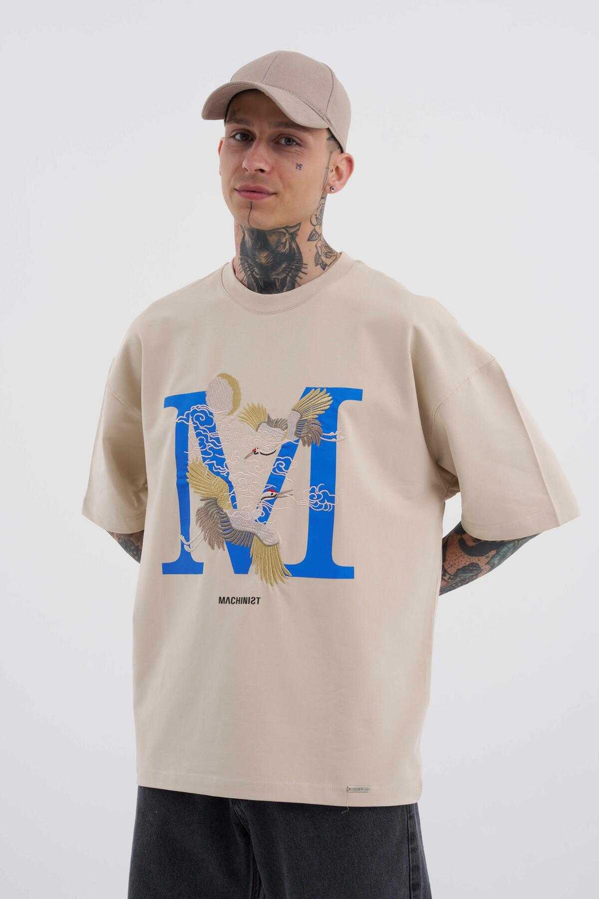 تیشرت مردانه بنفش با چاپ جرثقیل پرنده