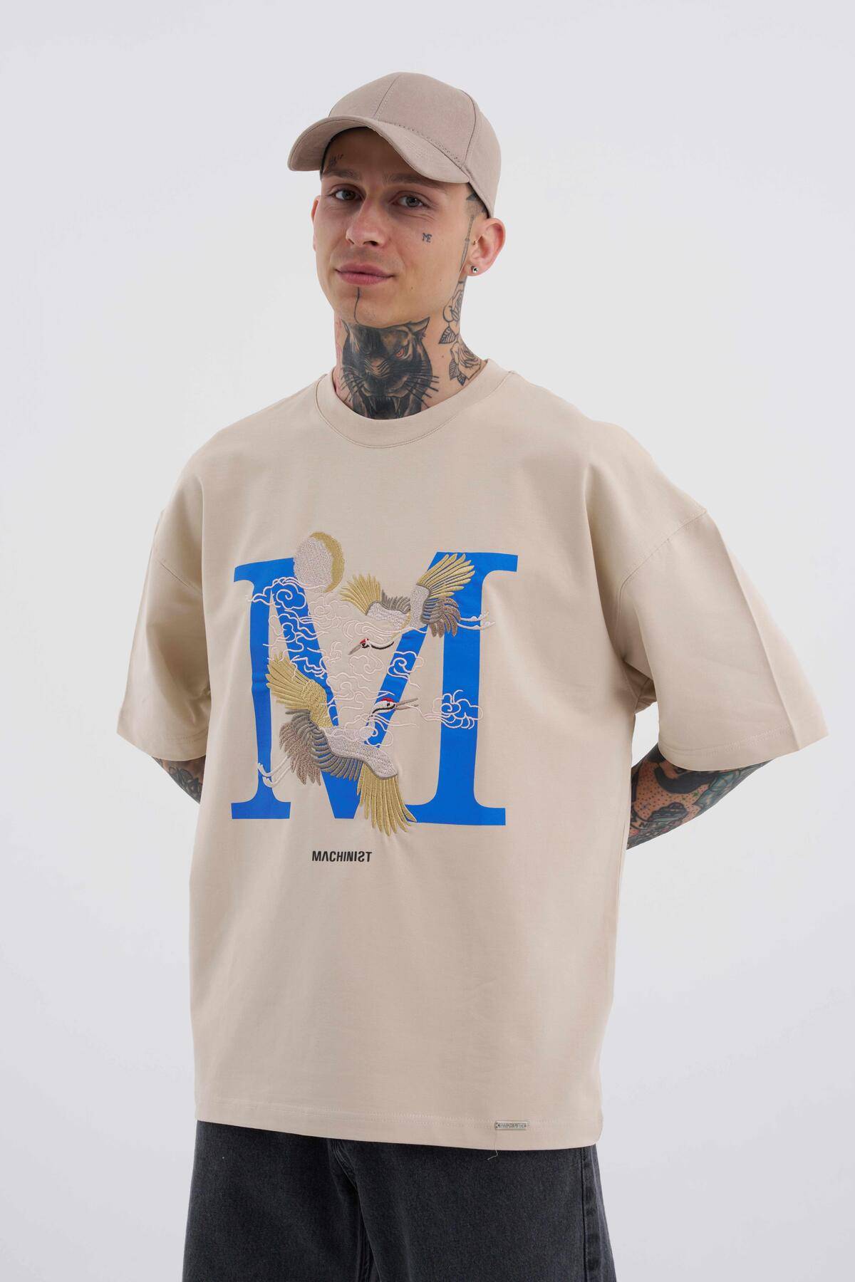 تیشرت مردانه بنفش با چاپ جرثقیل پرنده