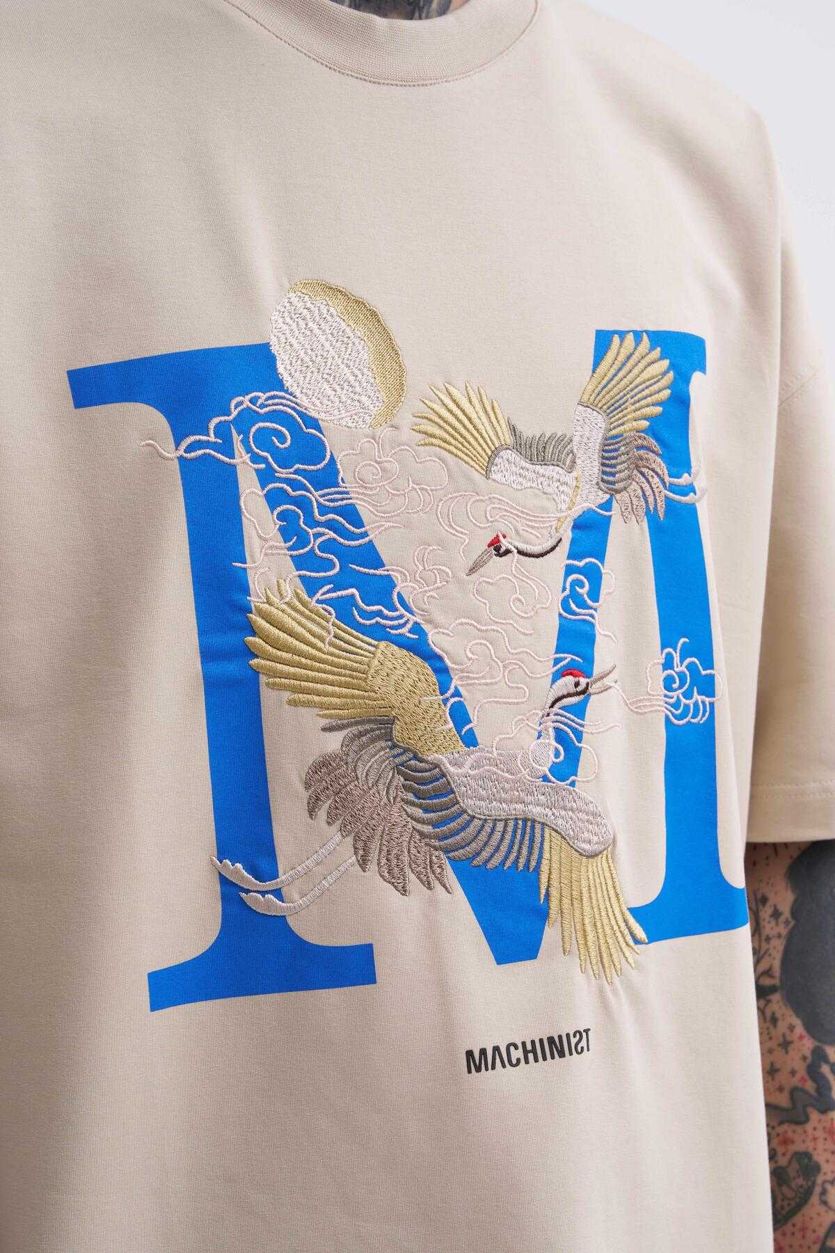 تیشرت مردانه بنفش با چاپ جرثقیل پرنده