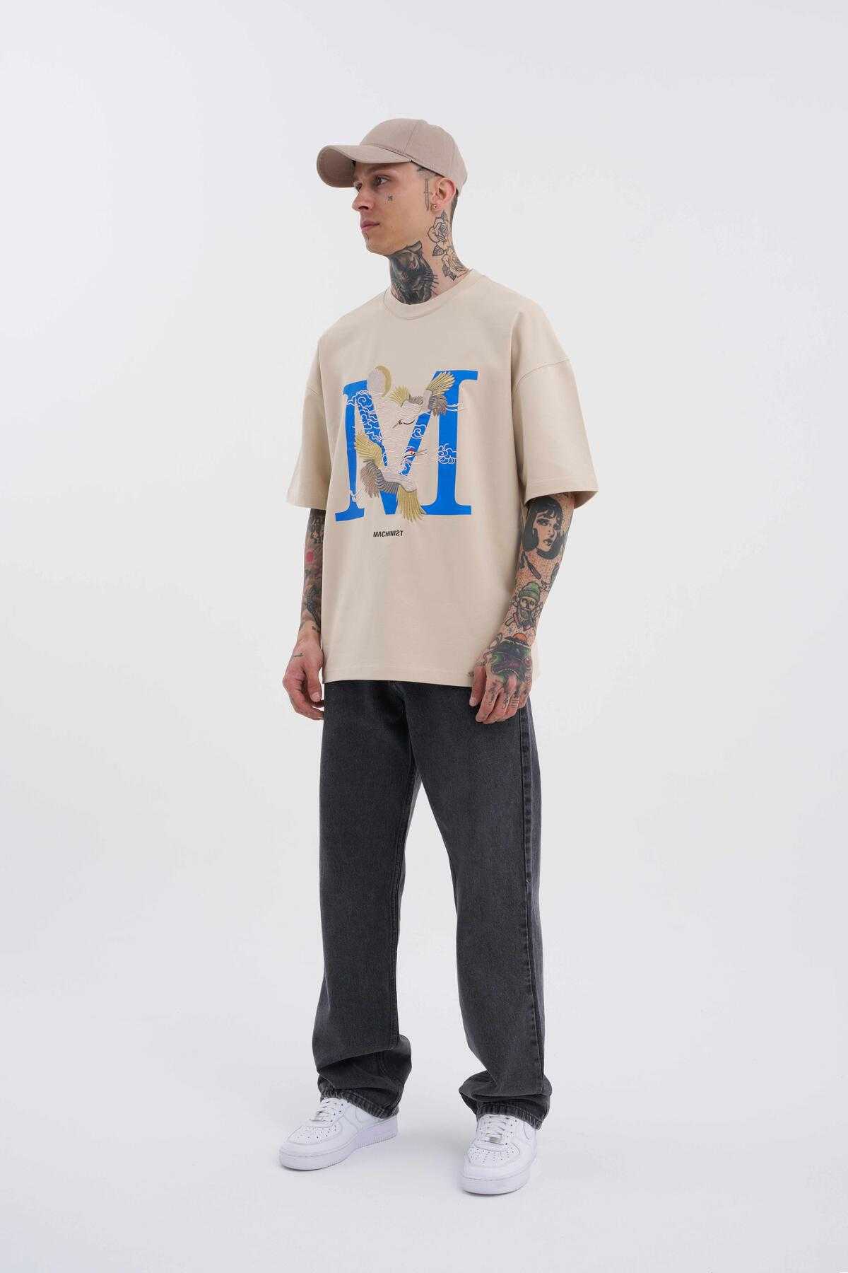 تیشرت مردانه بنفش با چاپ جرثقیل پرنده