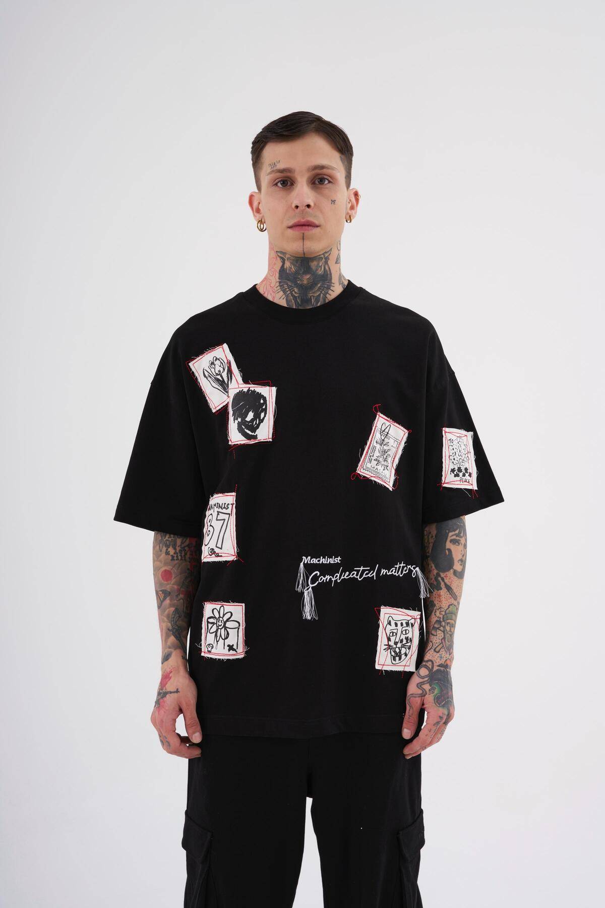 تیشرت مردانه اکرو سایز وصله دار چاپ شده