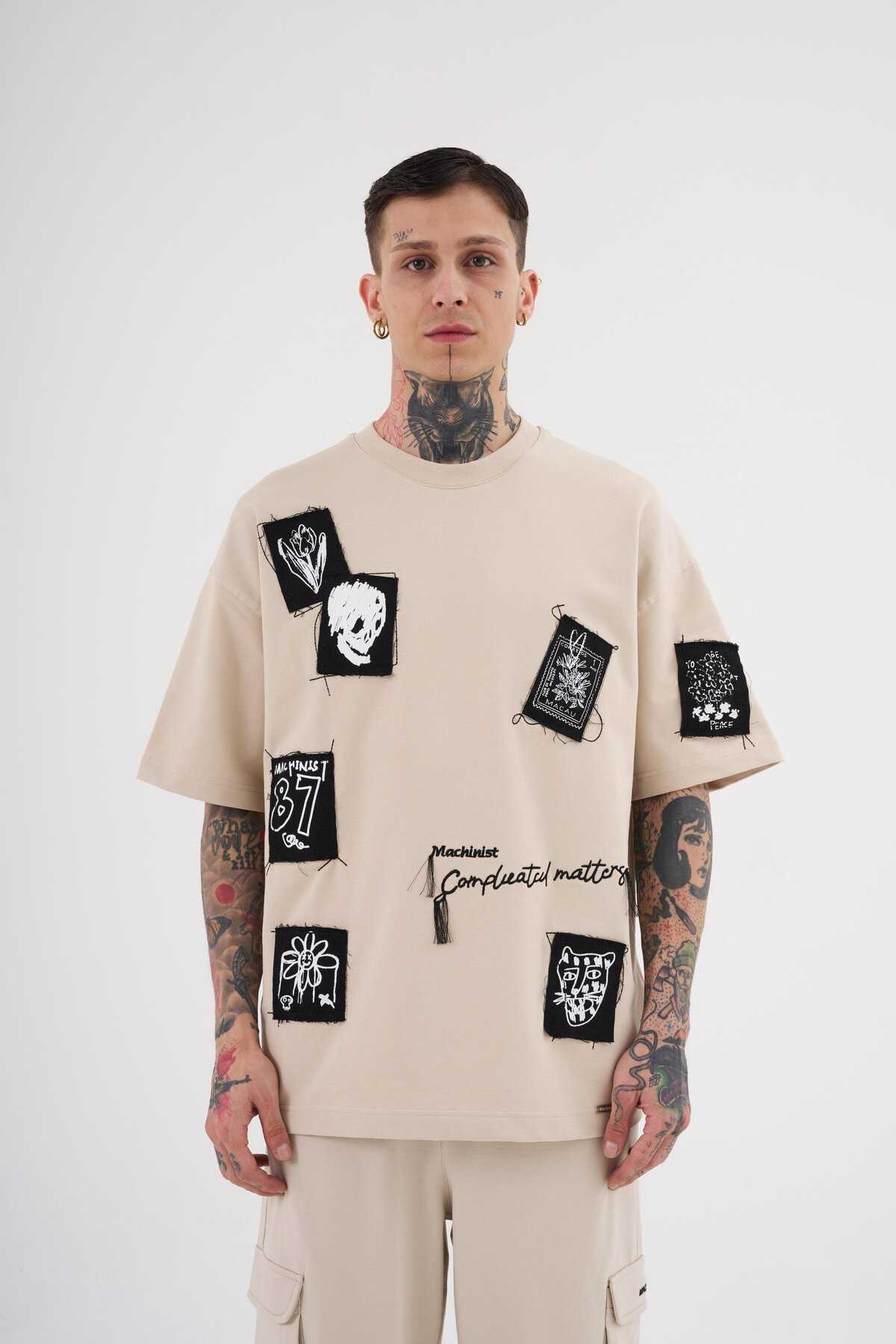 تیشرت مردانه اکرو سایز وصله دار چاپ شده