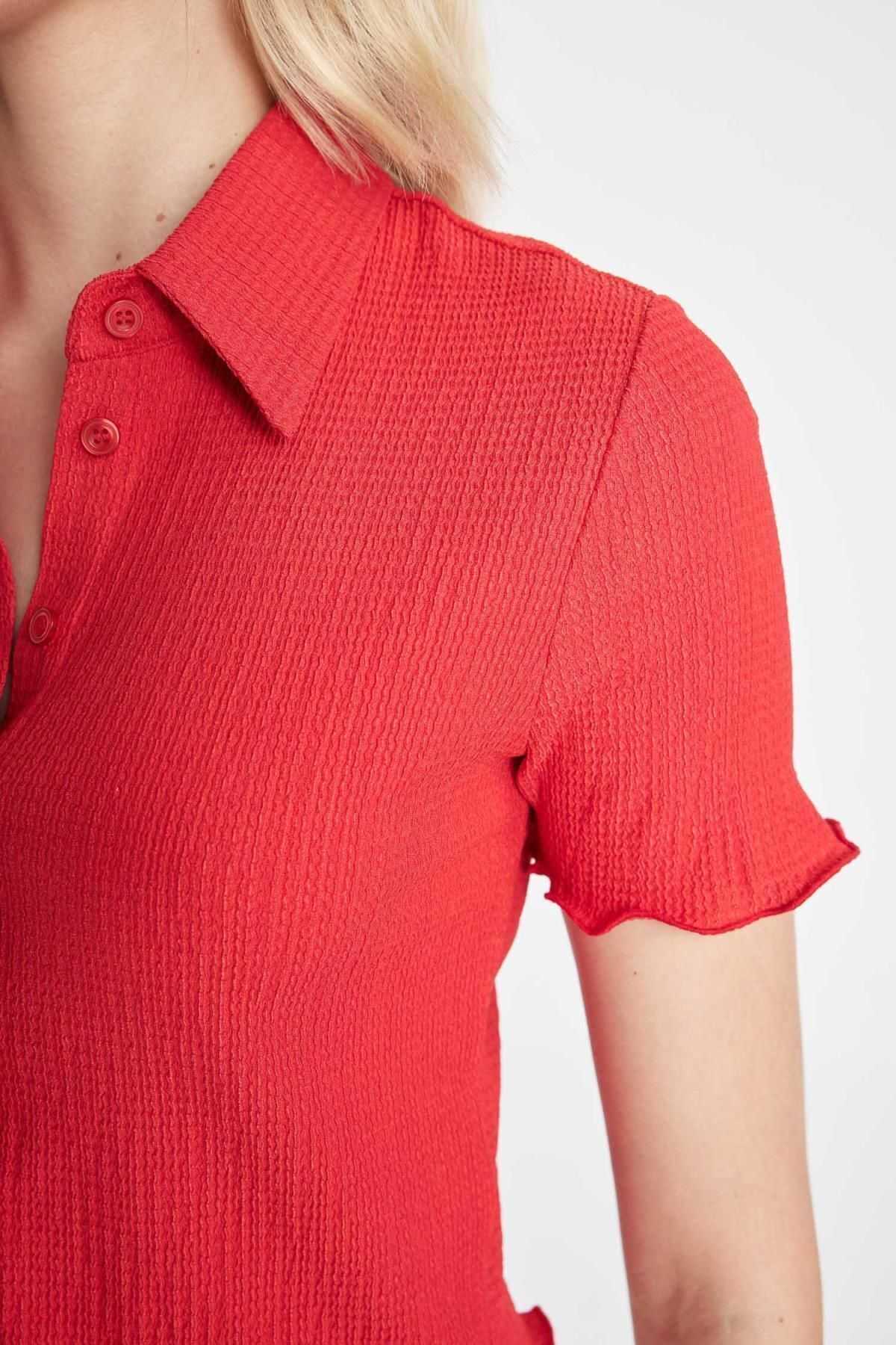 پیراهن آستین کوتاه چروک دار D3527ax24hs